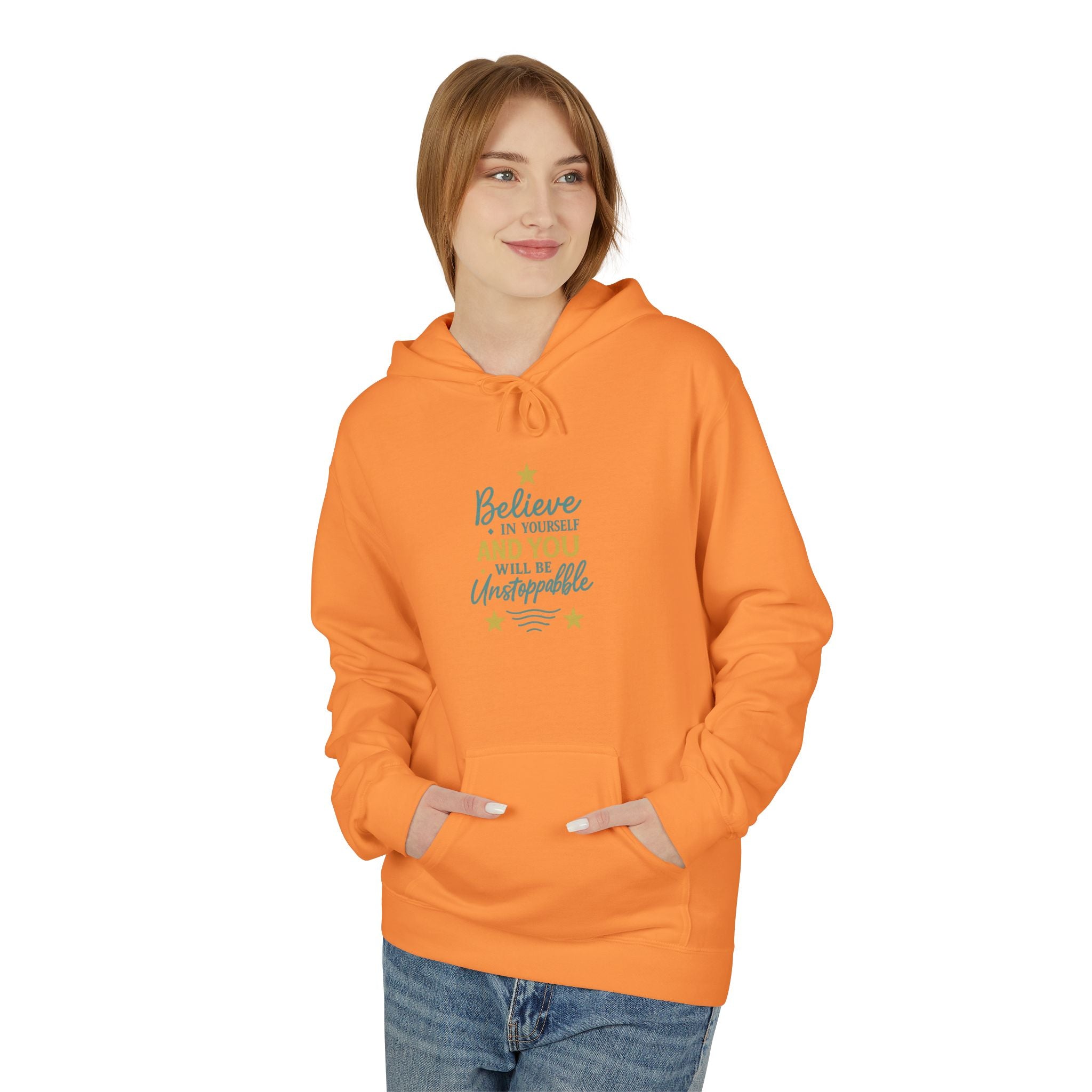 Motivational Fleece Hoodie - "Believe in Yourself"