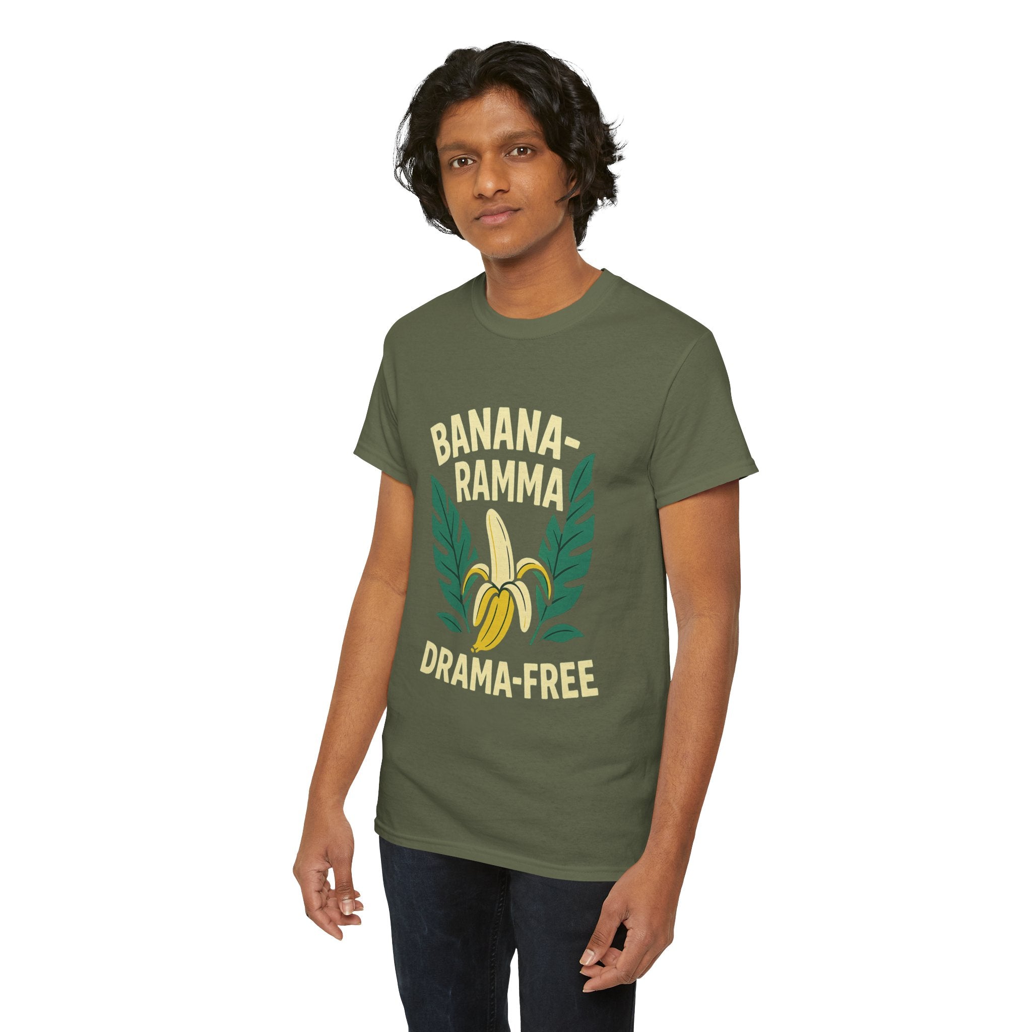 Banana-Ramma Drama-Free Unisex Heavy Cotton Tee, Fun Casual Shirt, Gift for Friends, Summer Vibes, Quirky Fashion Statement