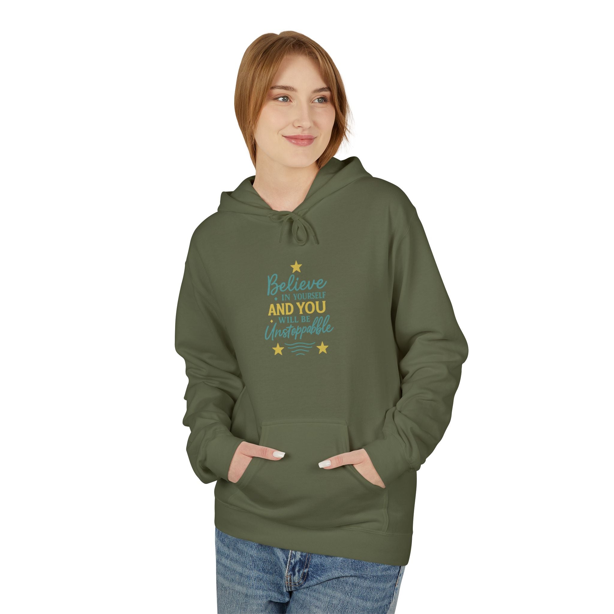 Motivational Fleece Hoodie - "Believe in Yourself"