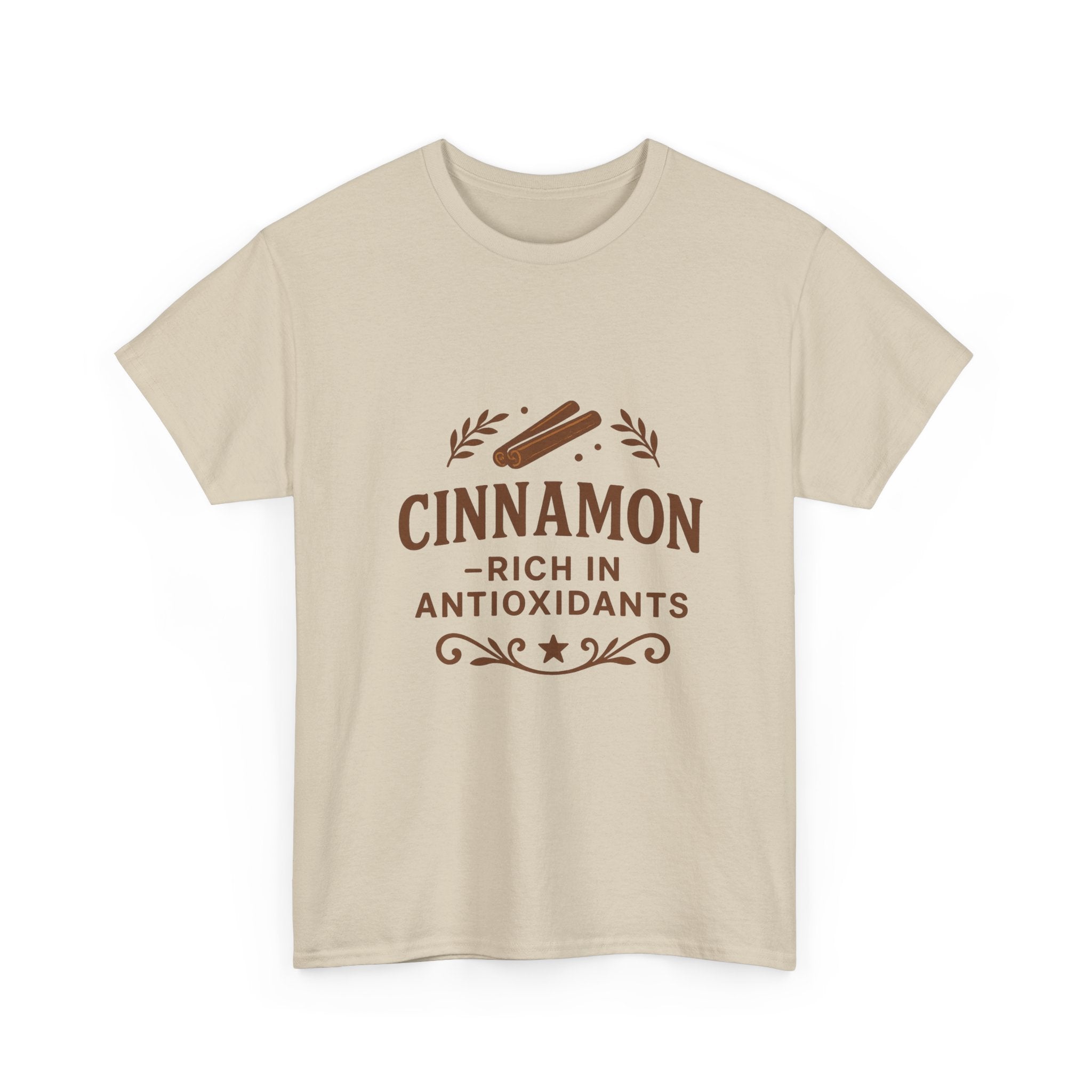 Cinnamon Antioxidant Unisex Heavy Cotton Tee, Relaxed Fit Tee, Gift for Health Enthusiasts, Casual Statement Shirt, Funny Foodie Apparel