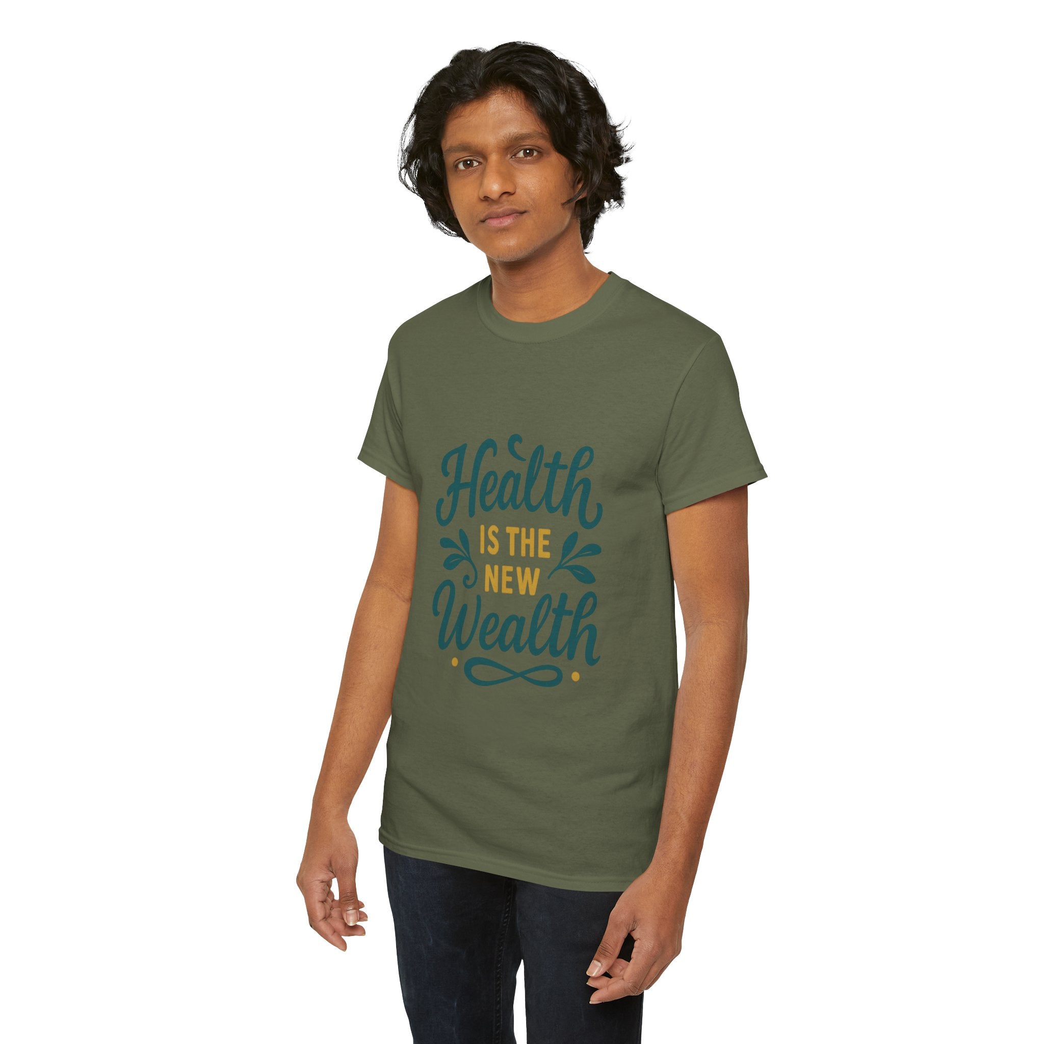 Health is the New Wealth Unisex Heavy Cotton Tee, Motivational T-Shirt, Wellness Gift, Inspirational Apparel, Casual Wear