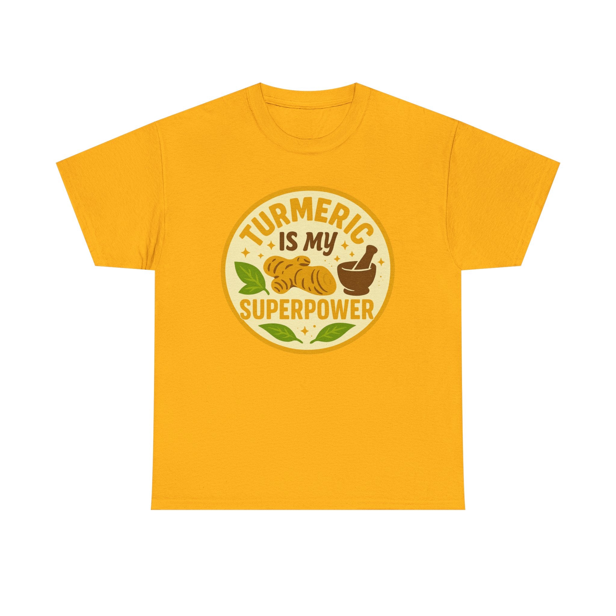 Turmeric Superpower Tee, Unisex Cotton T-Shirt, Health Enthusiast Gift, Herbal Tea Lover Shirt, Natural Wellness Apparel, Unique Gift Idea