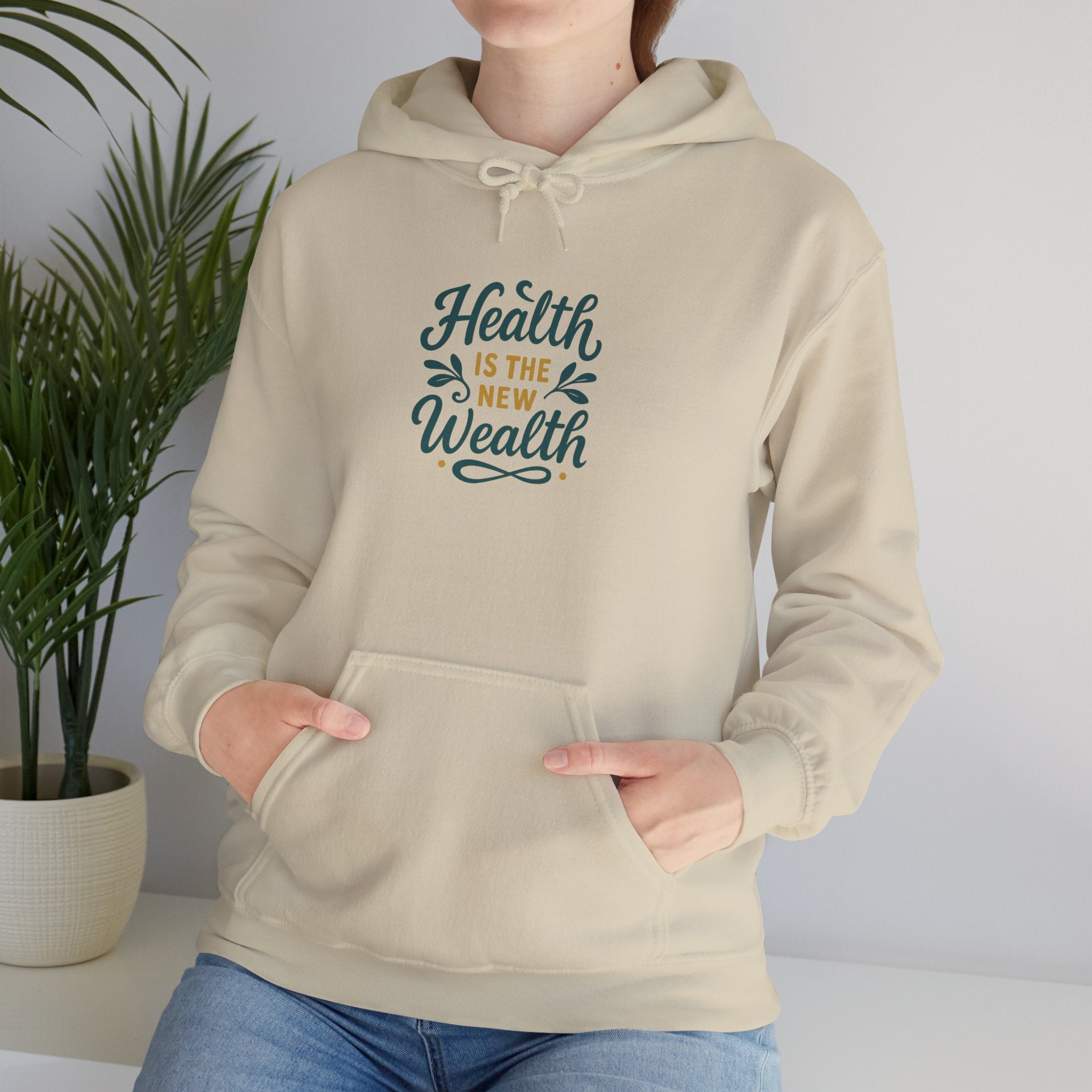 Health is the New Wealth Hoodie, Unisex Hooded Sweatshirt, Health Awareness, Cozy Gift, Wellness Clothing, Motivational Apparel