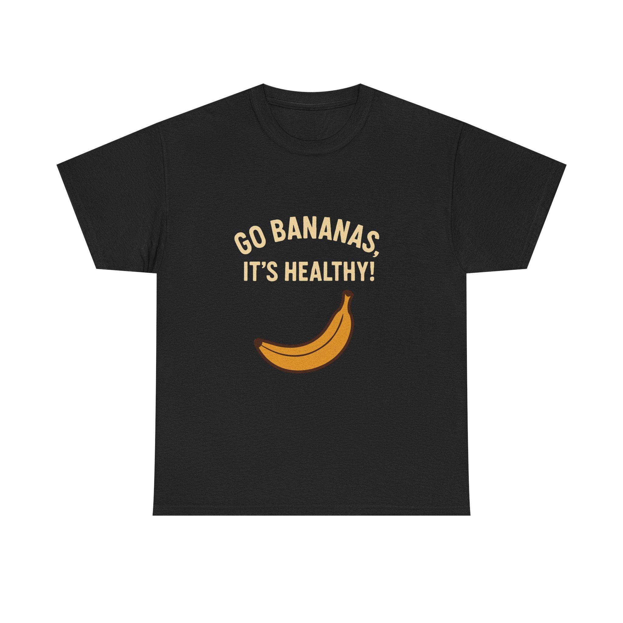 Go Bananas Unisex Heavy Cotton Tee, Fun Healthy Reminder Shirt, Quirky Gift for Fruit Lovers, Casual Wear, Summer Tee