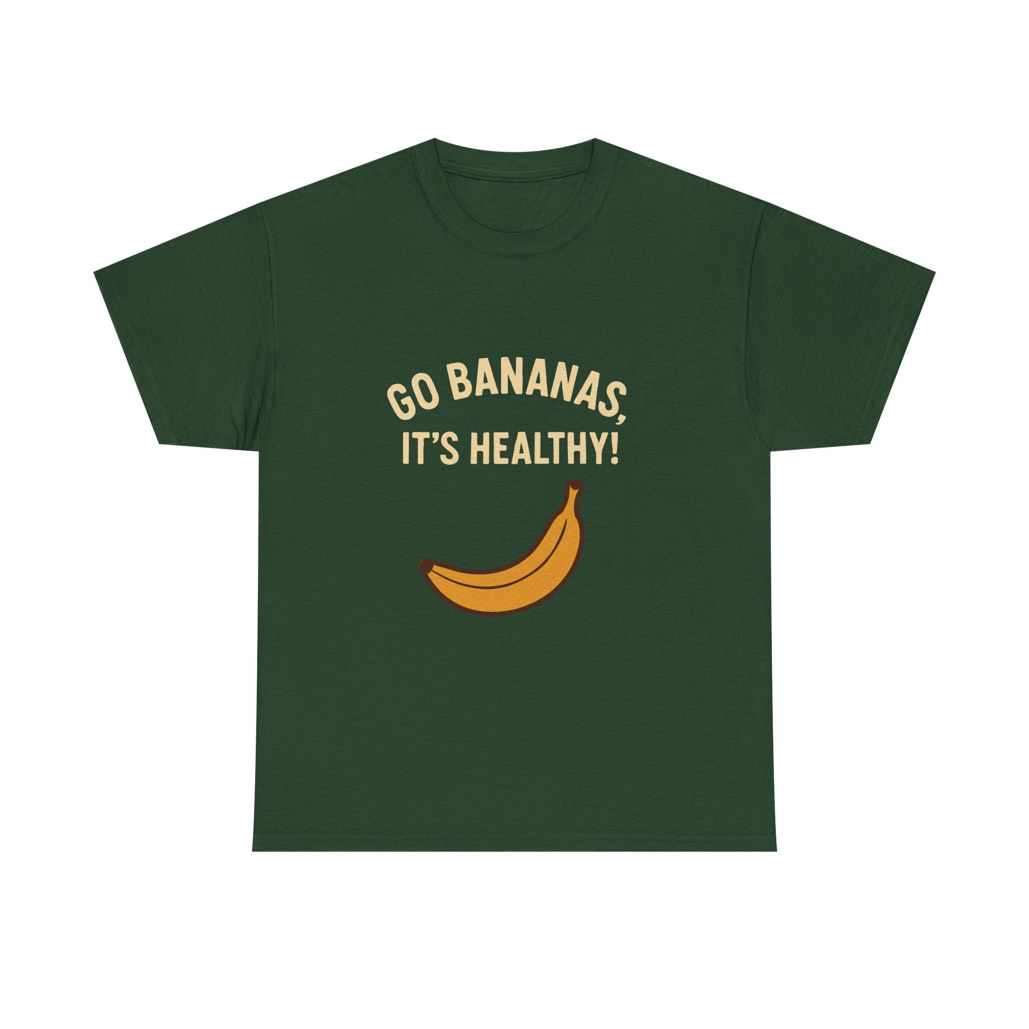 Go Bananas Unisex Heavy Cotton Tee, Fun Healthy Reminder Shirt, Quirky Gift for Fruit Lovers, Casual Wear, Summer Tee