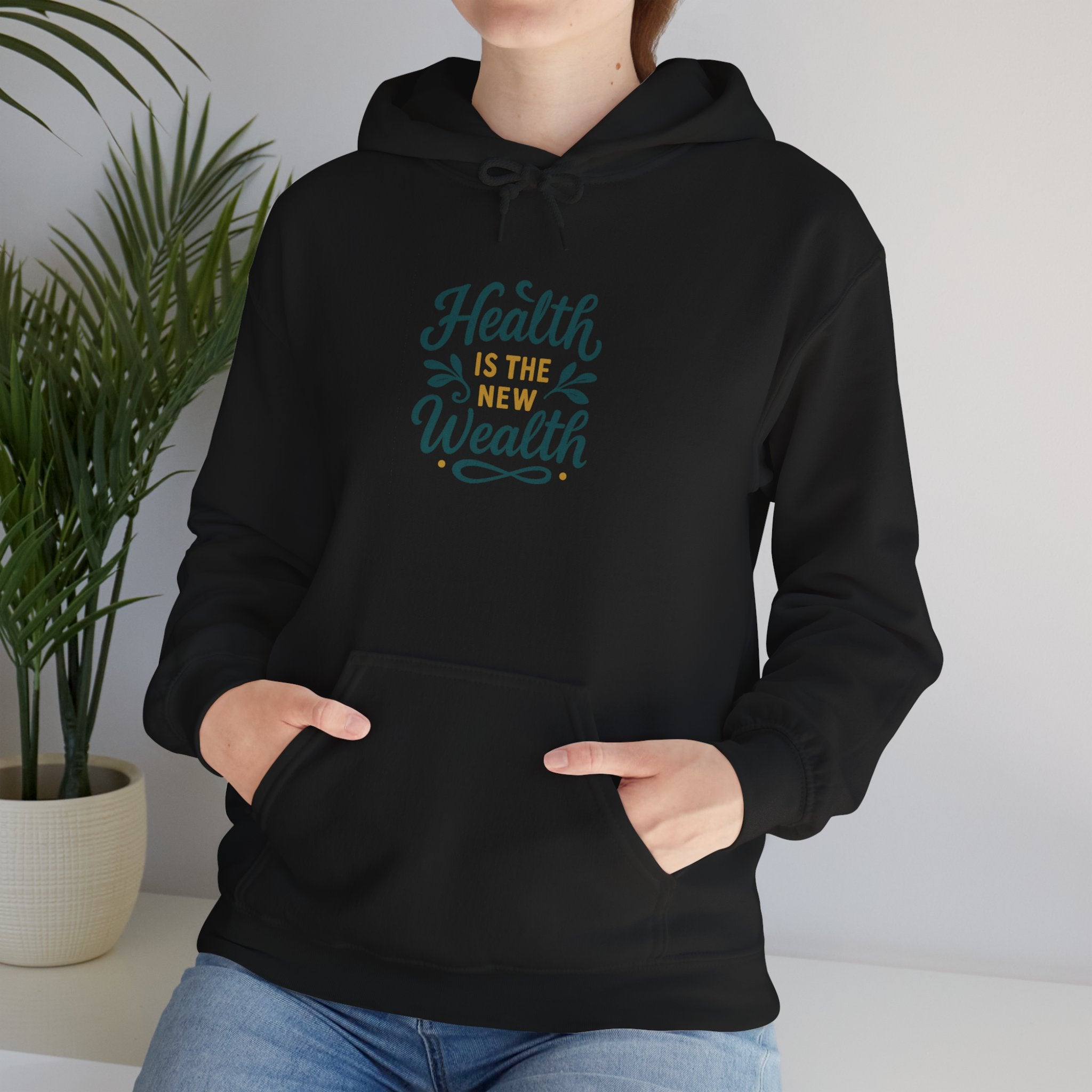 Health is the New Wealth Hoodie, Unisex Hooded Sweatshirt, Health Awareness, Cozy Gift, Wellness Clothing, Motivational Apparel