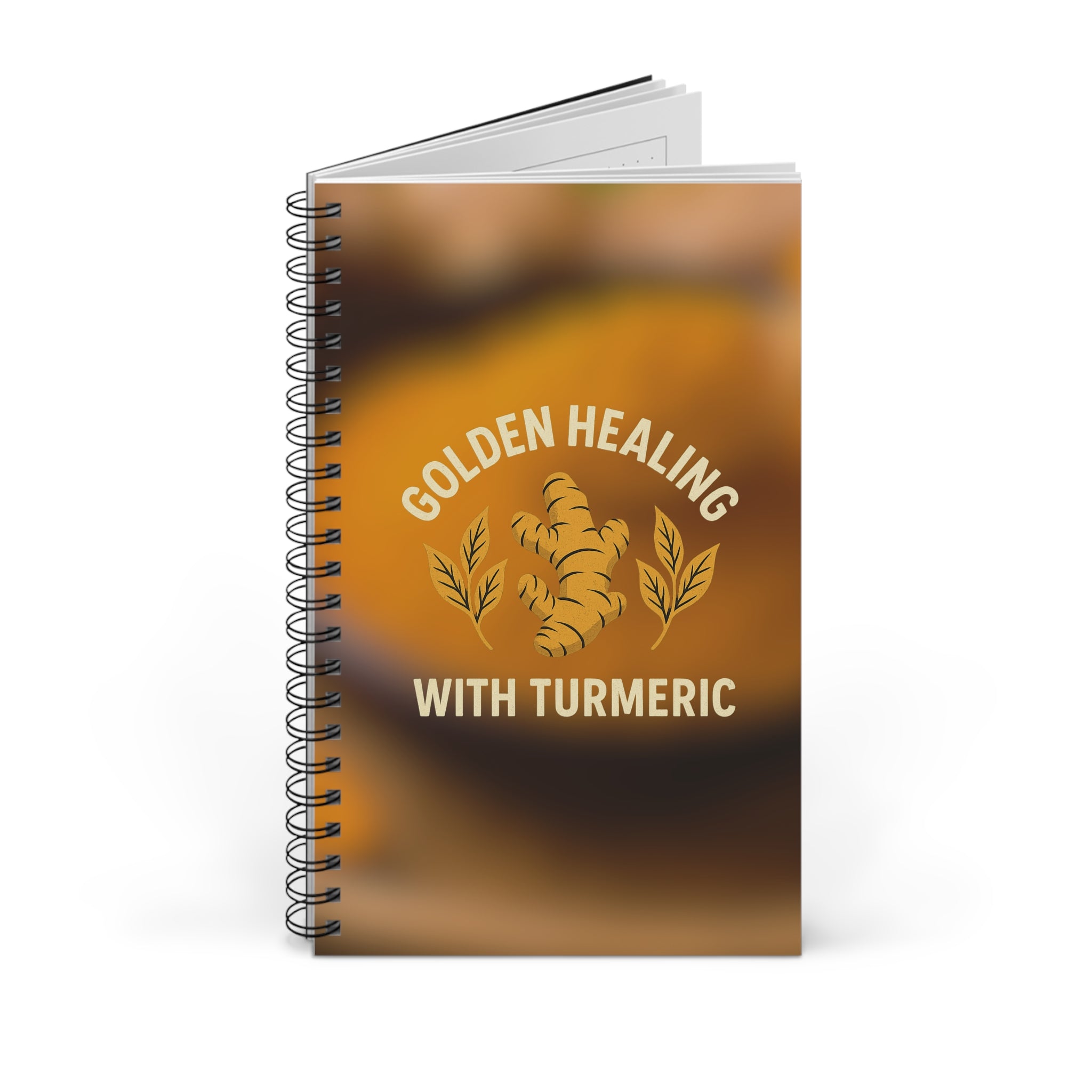 Golden Healing Spiral Journal - Turmeric Inspiration, Wellness Notebook, Gift for Herbalists, Journal for Self-Care, Spiral Sketchbook