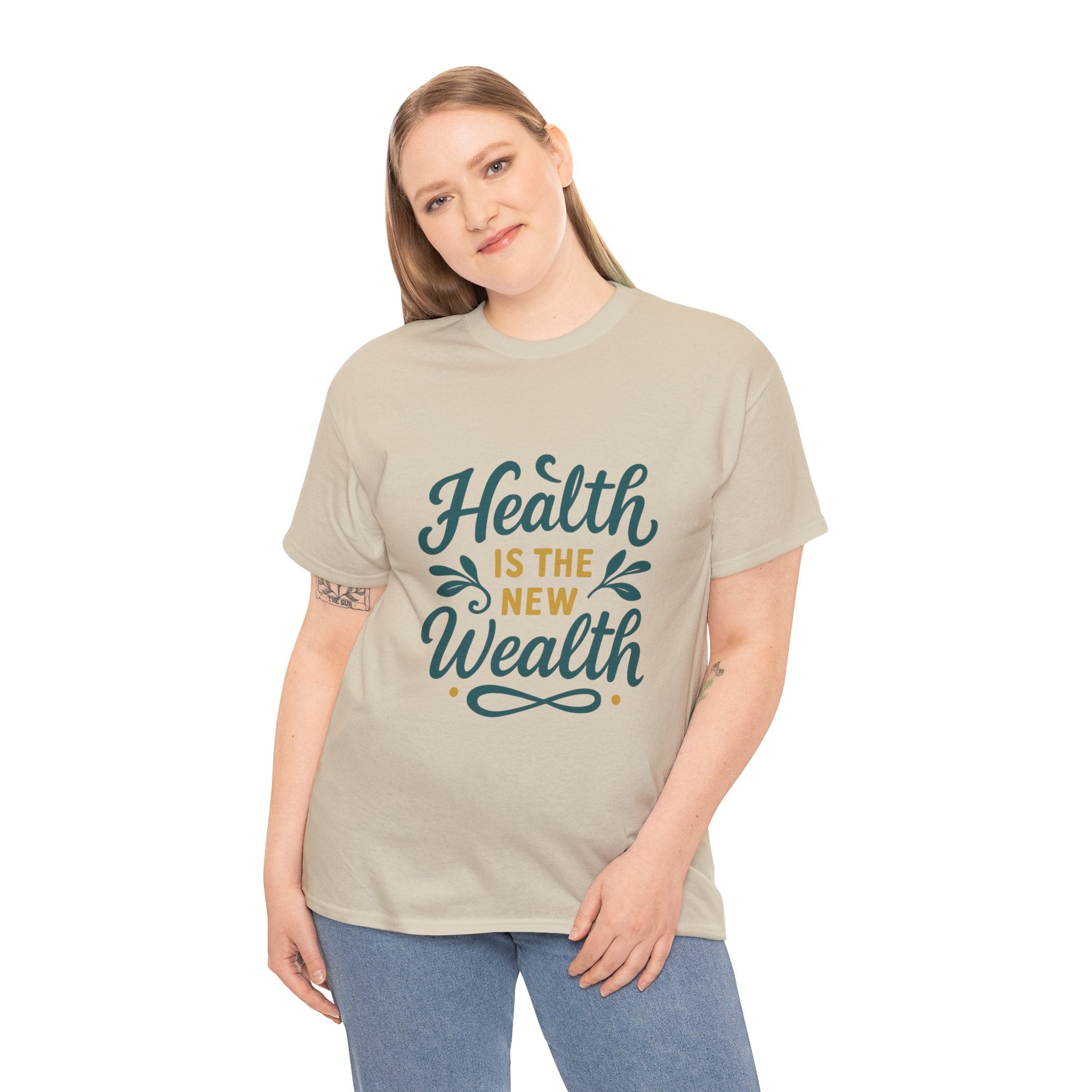 Health is the New Wealth Unisex Heavy Cotton Tee, Motivational T-Shirt, Wellness Gift, Inspirational Apparel, Casual Wear