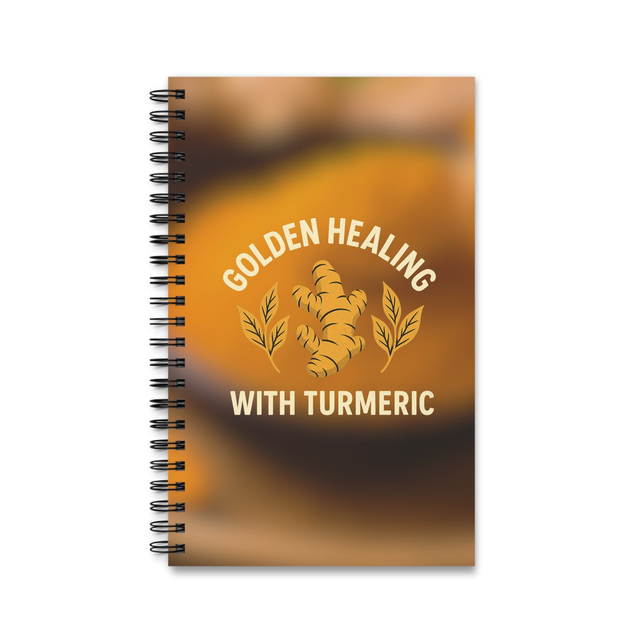 Golden Healing Spiral Journal - Turmeric Inspiration, Wellness Notebook, Gift for Herbalists, Journal for Self-Care, Spiral Sketchbook