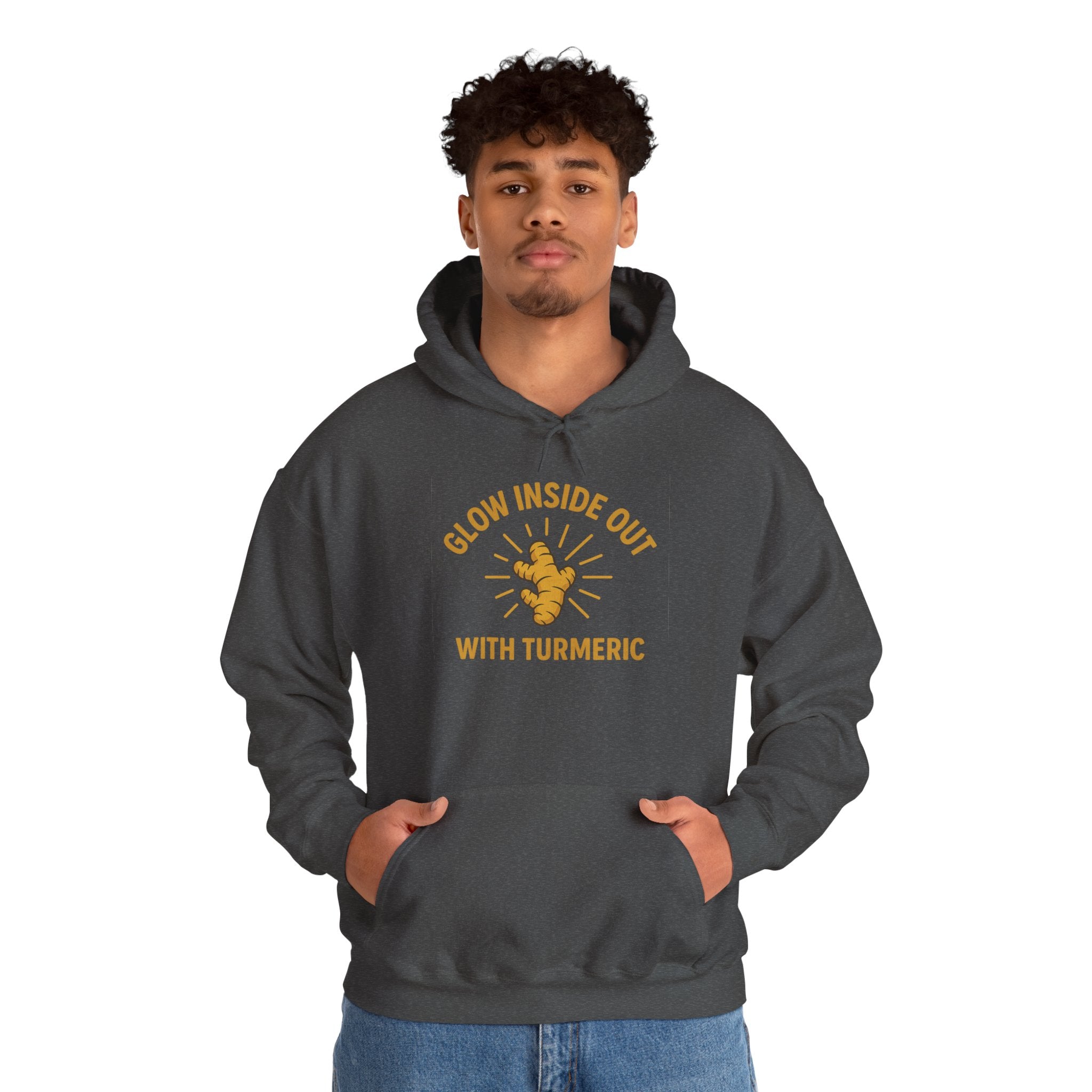 Glow Inside Out Turmeric Hoodie, Wellness Sweatshirt, Unisex Gift, Motivational Apparel, Cozy Fashion