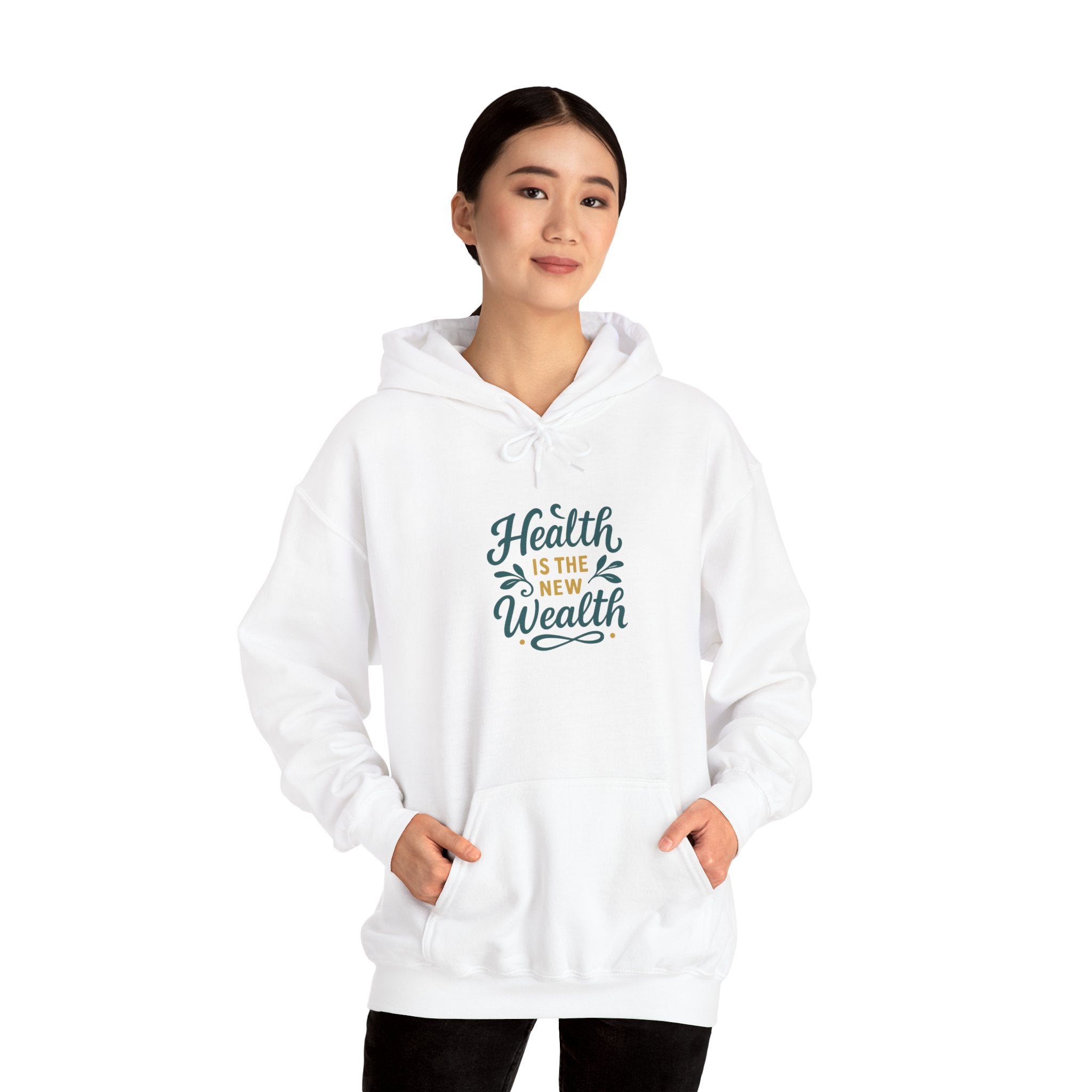 Health is the New Wealth Hoodie, Unisex Hooded Sweatshirt, Health Awareness, Cozy Gift, Wellness Clothing, Motivational Apparel