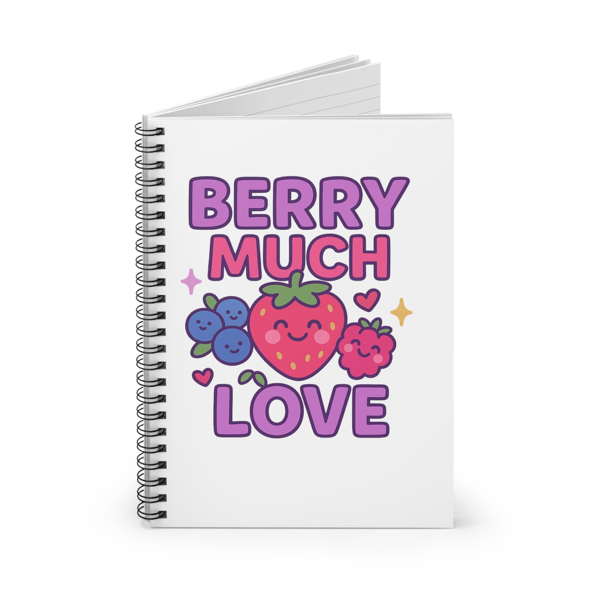 Berry Much Love Notebook - Cute Spiral Journal, Kawaii Stationery, Gift for Students, Teachers, and Berry Lovers