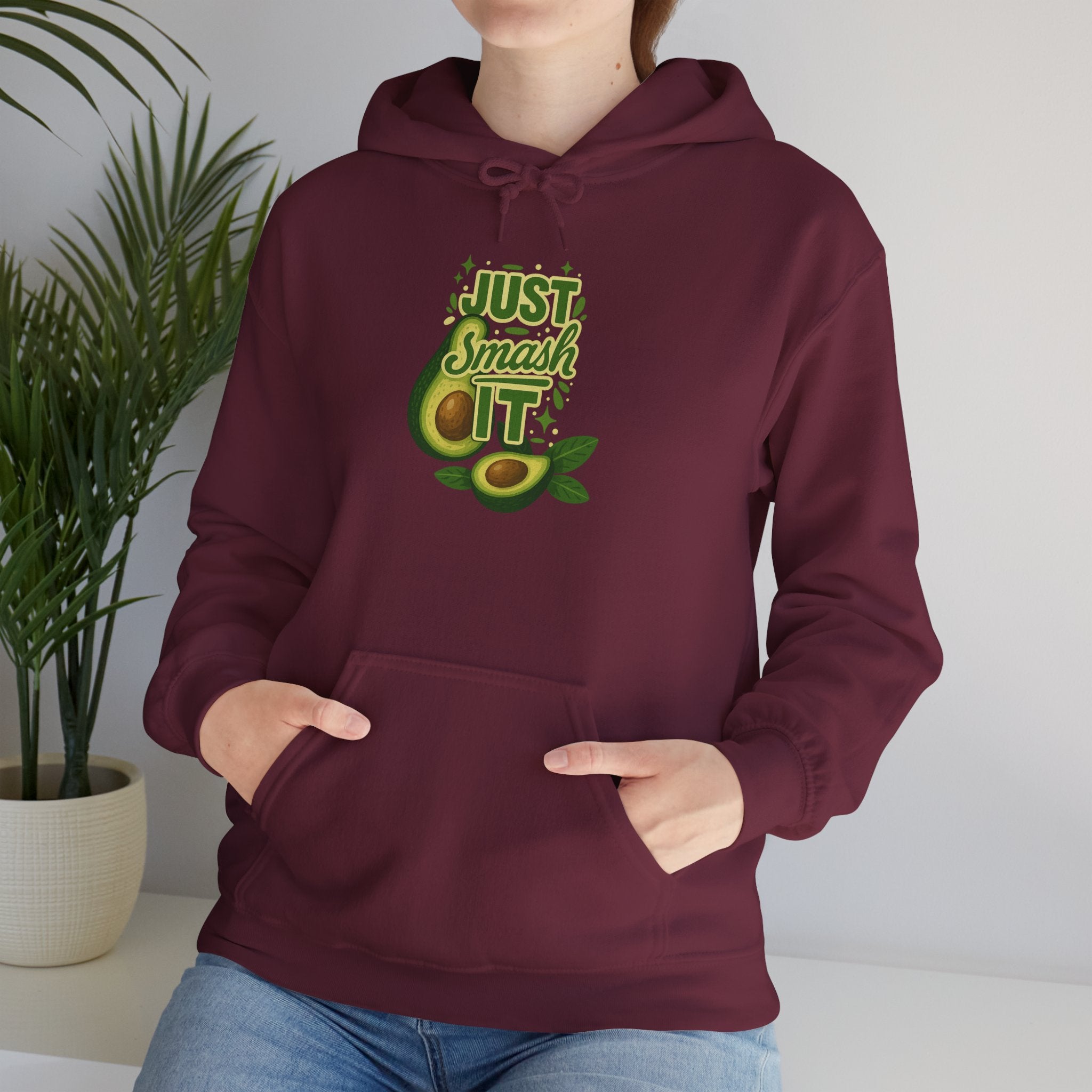 Avocado Lover Hoodie | Just Smash It Sweatshirt, Cute Foodie Gift, Cozy Casual Wear, Fall Fashion, Kitchen Decor