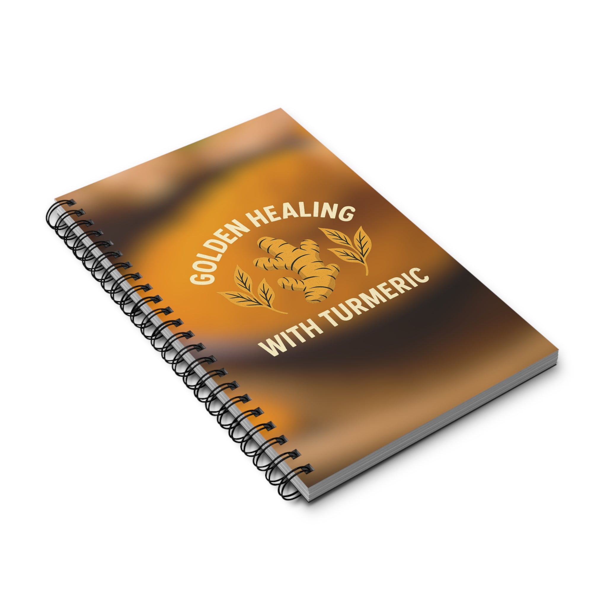 Golden Healing Spiral Journal - Turmeric Inspiration, Wellness Notebook, Gift for Herbalists, Journal for Self-Care, Spiral Sketchbook