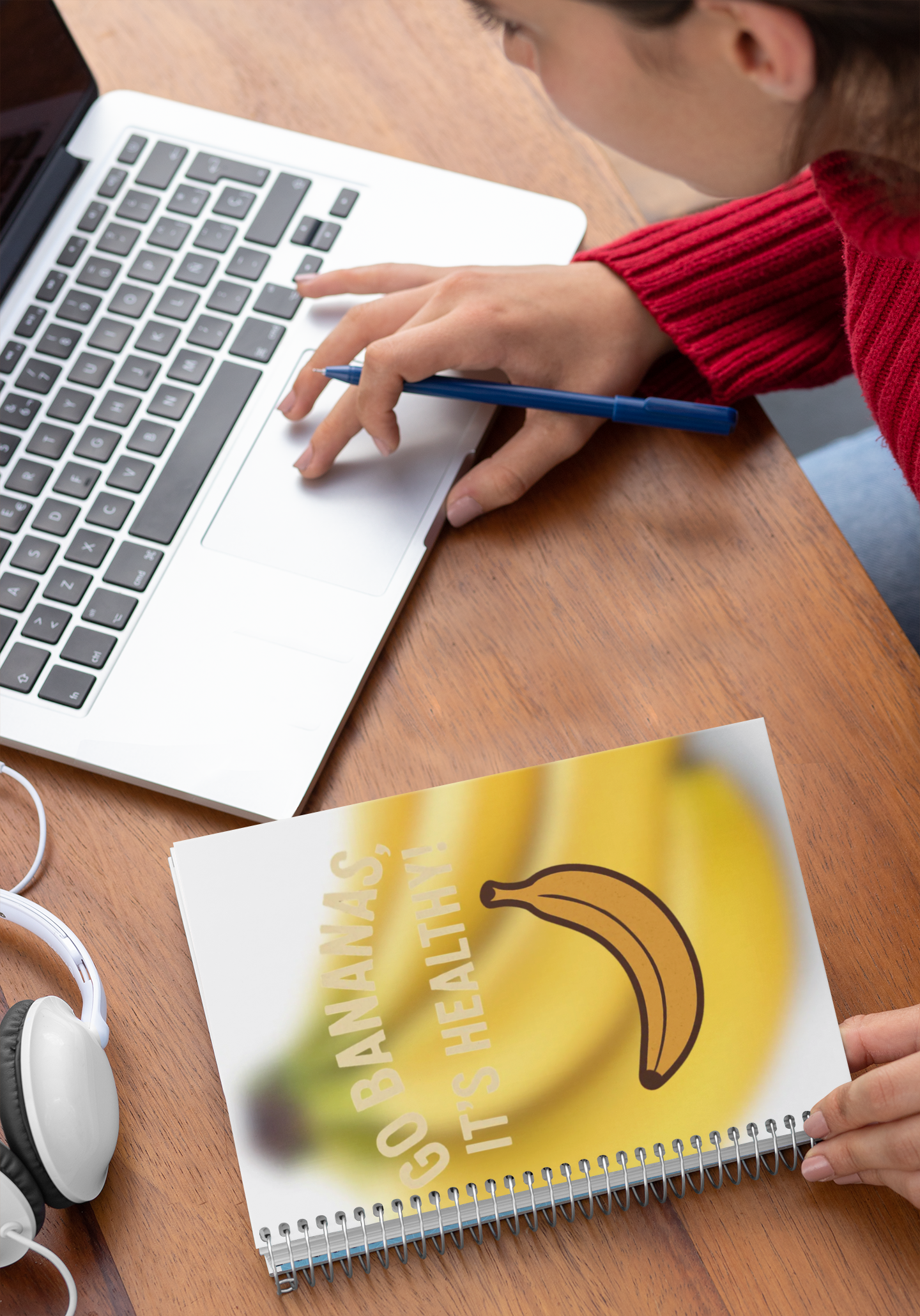 Cheerful Banana-Themed Spiral Notebook for Healthy Living, Journaling, School, Gift, Go Bananas!