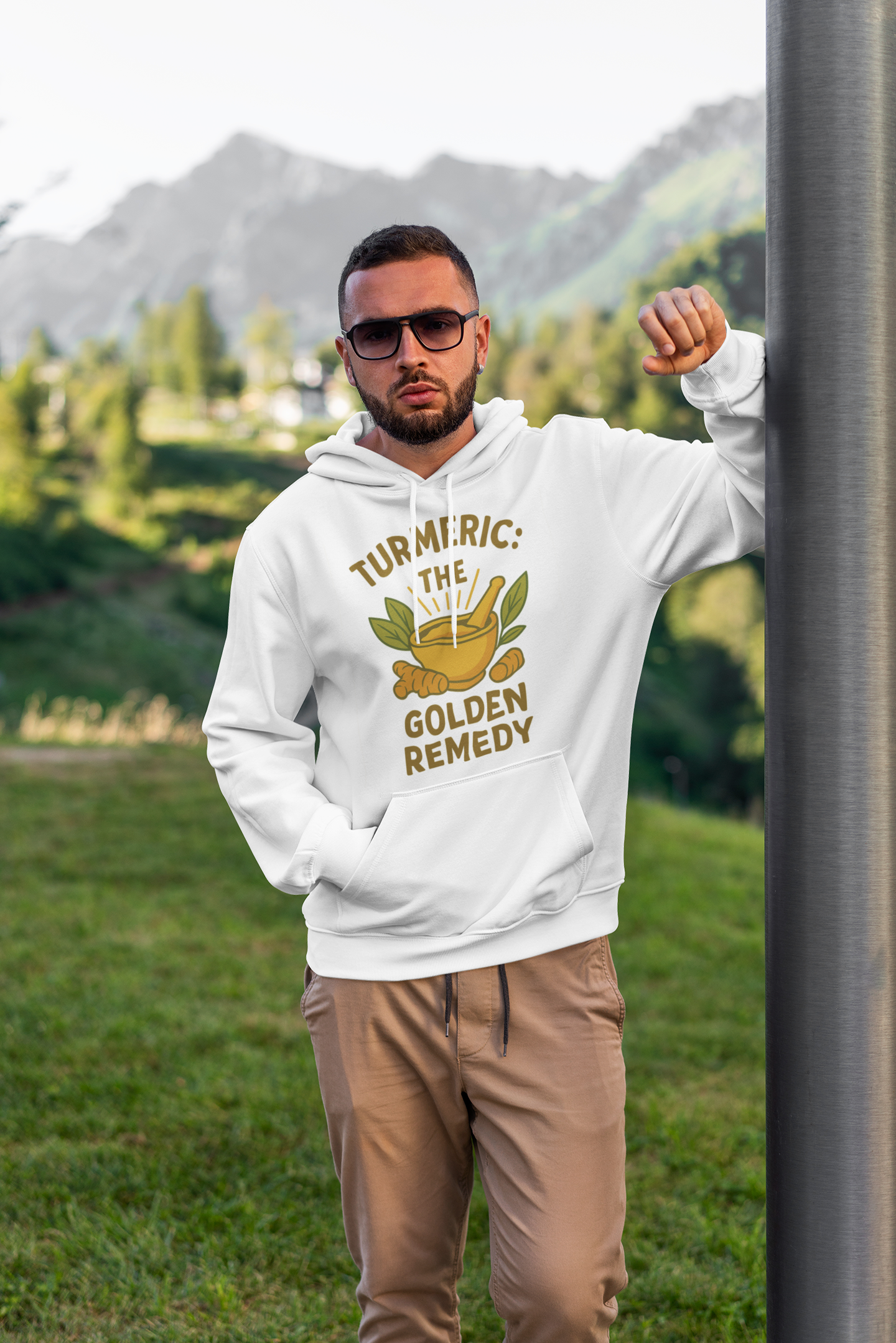 Turmeric Remedy Hoodie | Unisex Long Sleeve Tee for Wellness, Health Enthusiasts, Herbal Remedies, Natural Living, Gift Idea
