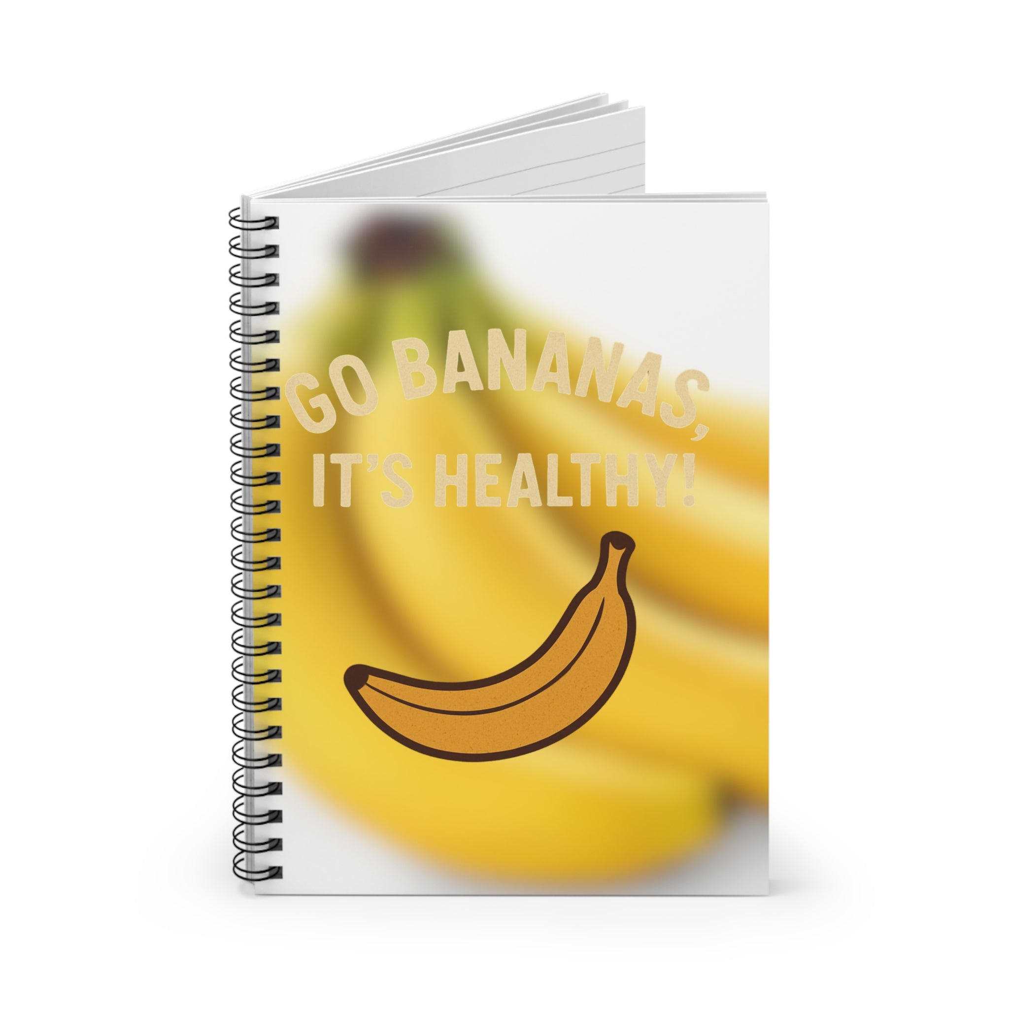 Cheerful Banana-Themed Spiral Notebook for Healthy Living, Journaling, School, Gift, Go Bananas!