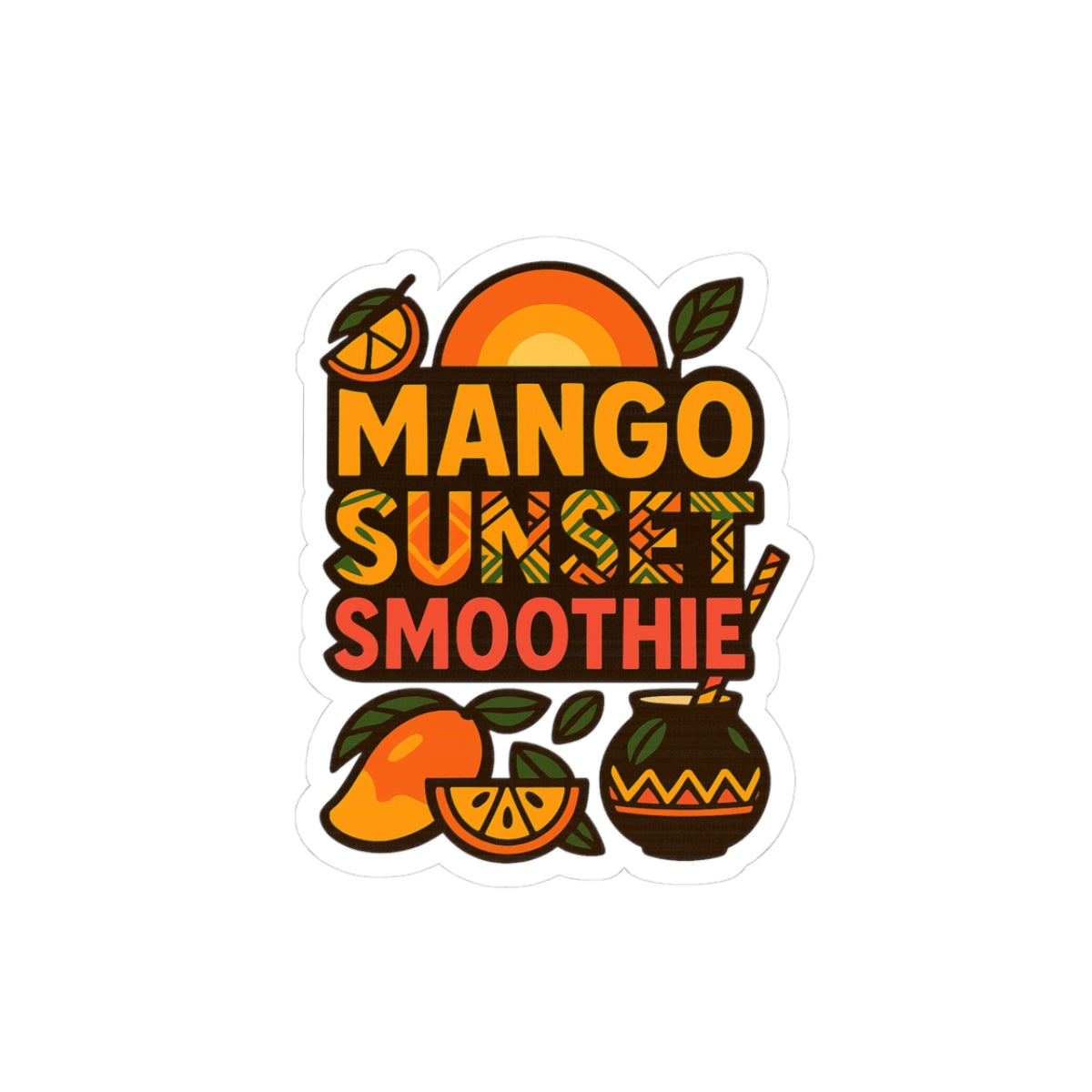 Mango Sunset Smoothie Kiss-Cut Stickers - Vibrant Tropical Decor for Laptops & Journals