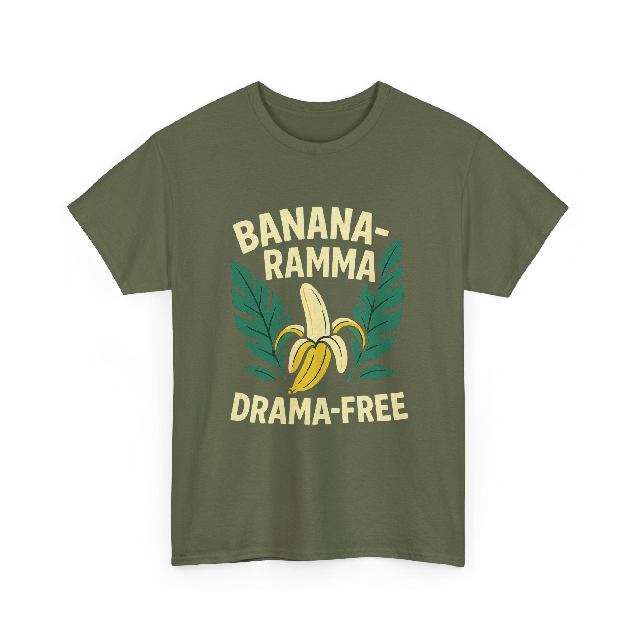 Banana-Ramma Drama-Free Unisex Heavy Cotton Tee, Fun Casual Shirt, Gift for Friends, Summer Vibes, Quirky Fashion Statement