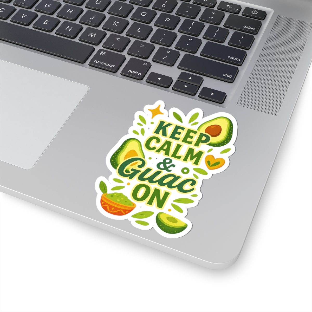 Avocado-Inspired Kiss-Cut Stickers, Fun Laptop Decor, Keep Calm & Guac On, Gift for Foodies, Avocado Lover's Delight, Humorous Stickers