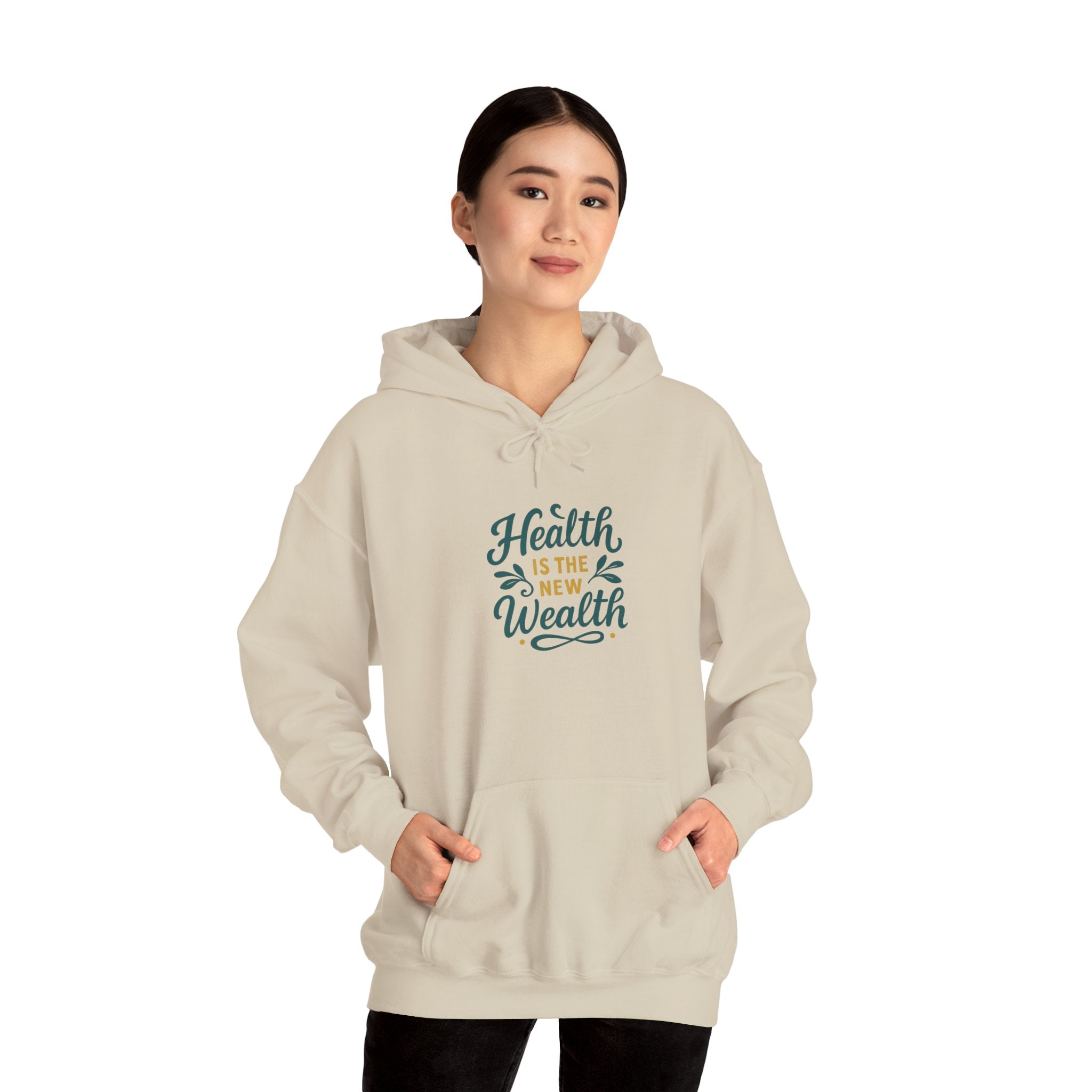 Health is the New Wealth Hoodie, Unisex Hooded Sweatshirt, Health Awareness, Cozy Gift, Wellness Clothing, Motivational Apparel