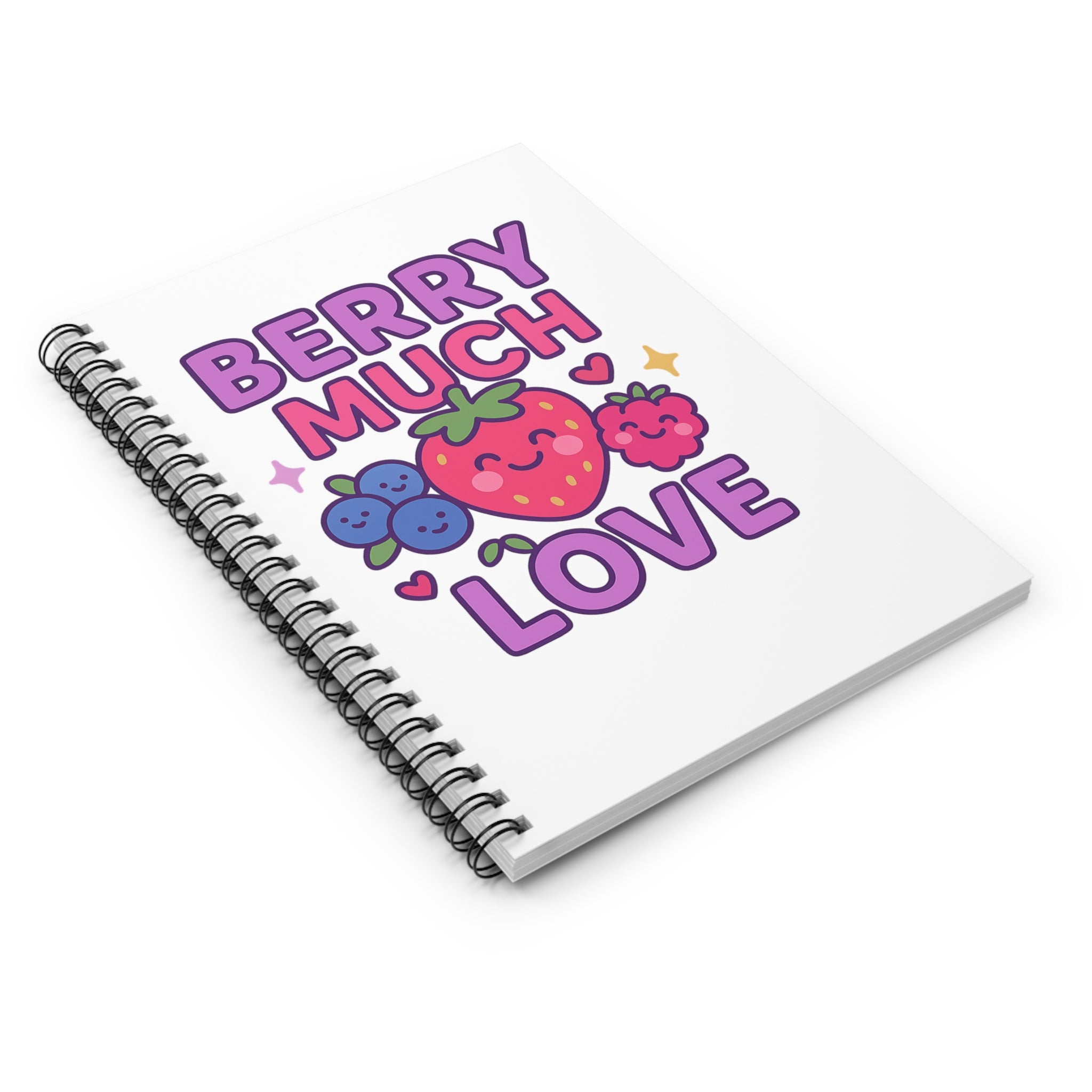 Berry Much Love Notebook - Cute Spiral Journal, Kawaii Stationery, Gift for Students, Teachers, and Berry Lovers