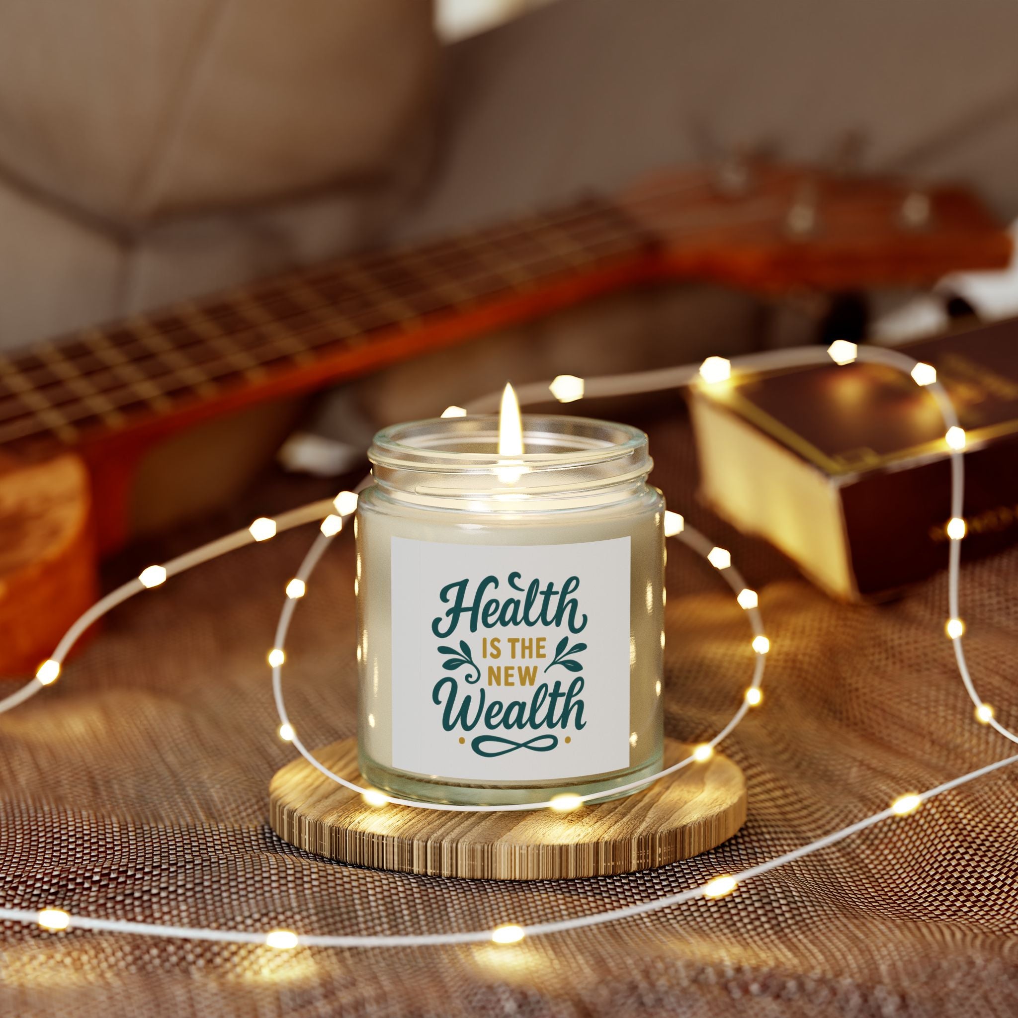 Health is the New Wealth Scented Candles - Coconut Apricot Wax, Wellness Gifts, Self-Care Essentials, Aromatherapy, Home Decor