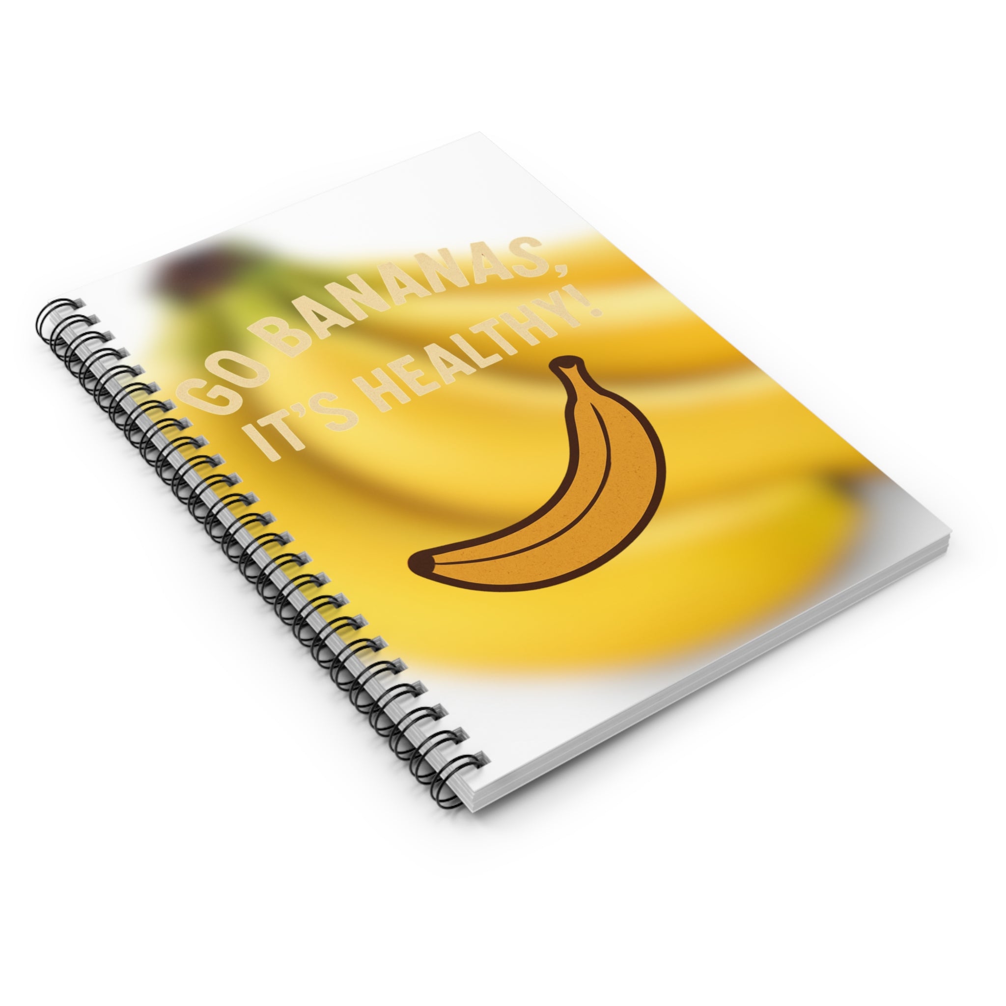 Cheerful Banana-Themed Spiral Notebook for Healthy Living, Journaling, School, Gift, Go Bananas!