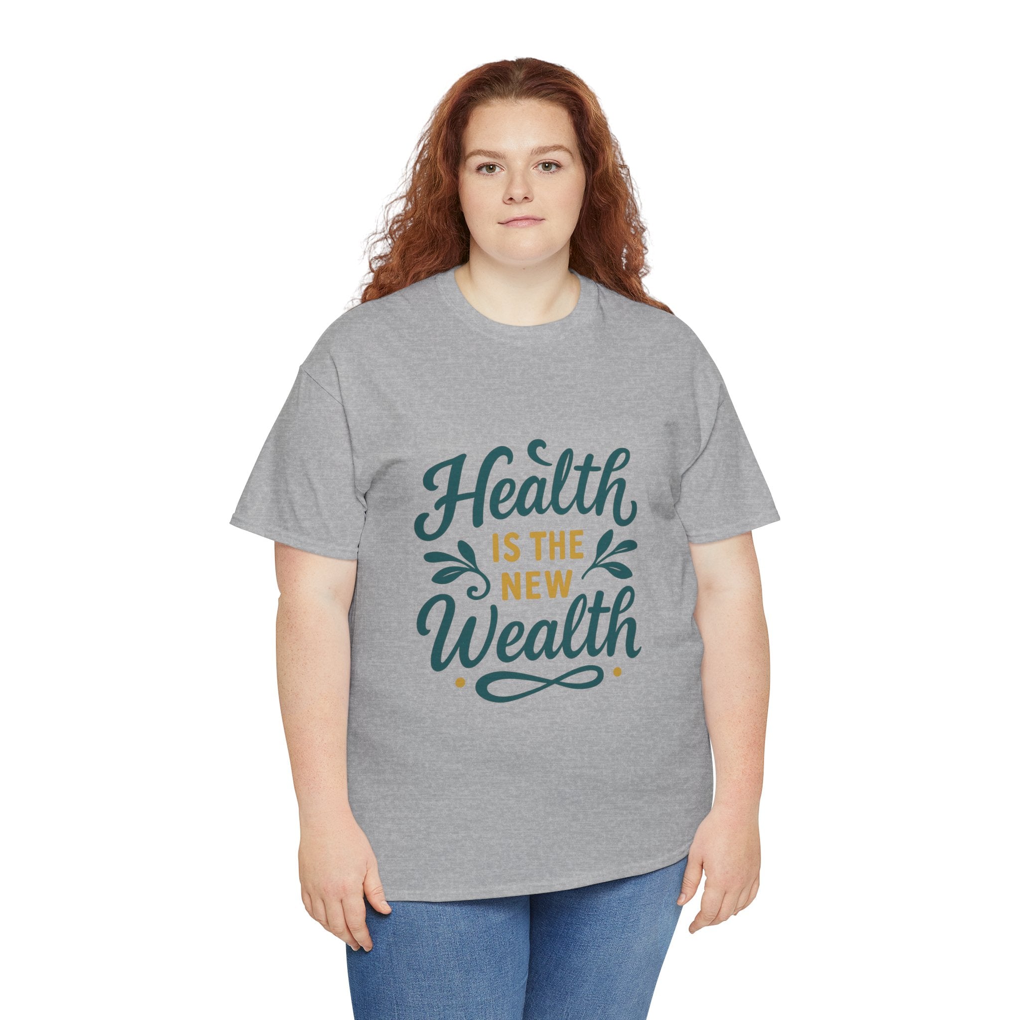 Health is the New Wealth Unisex Heavy Cotton Tee, Motivational T-Shirt, Wellness Gift, Inspirational Apparel, Casual Wear