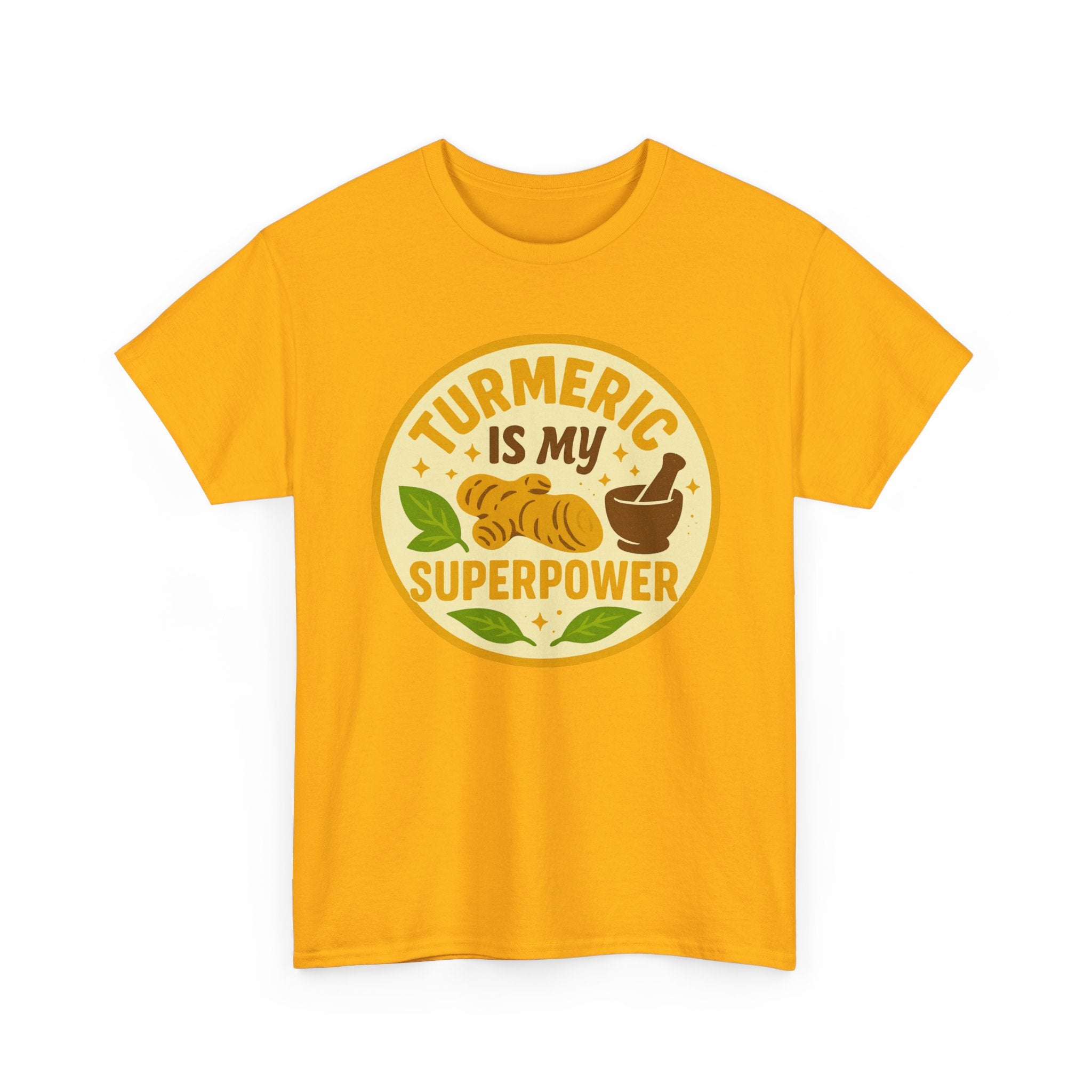 Turmeric Superpower Tee, Unisex Cotton T-Shirt, Health Enthusiast Gift, Herbal Tea Lover Shirt, Natural Wellness Apparel, Unique Gift Idea