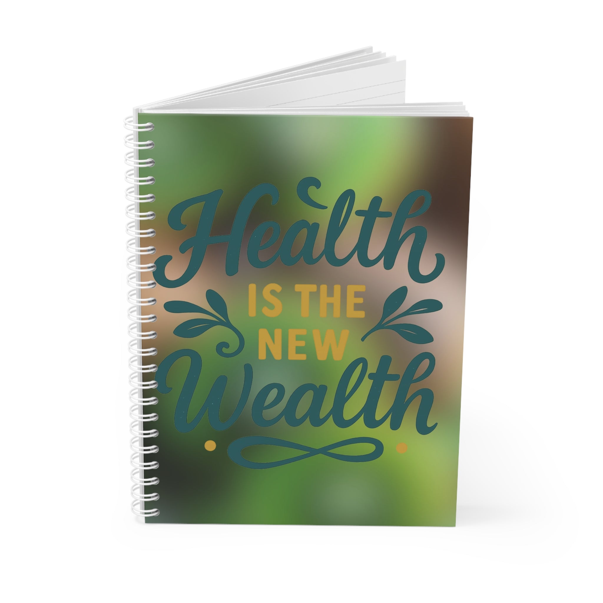 Health is the New Wealth Spiral Notebook, Motivational Journal, Wellness Planner, Gift for Health Enthusiasts, Self-Care Notebook