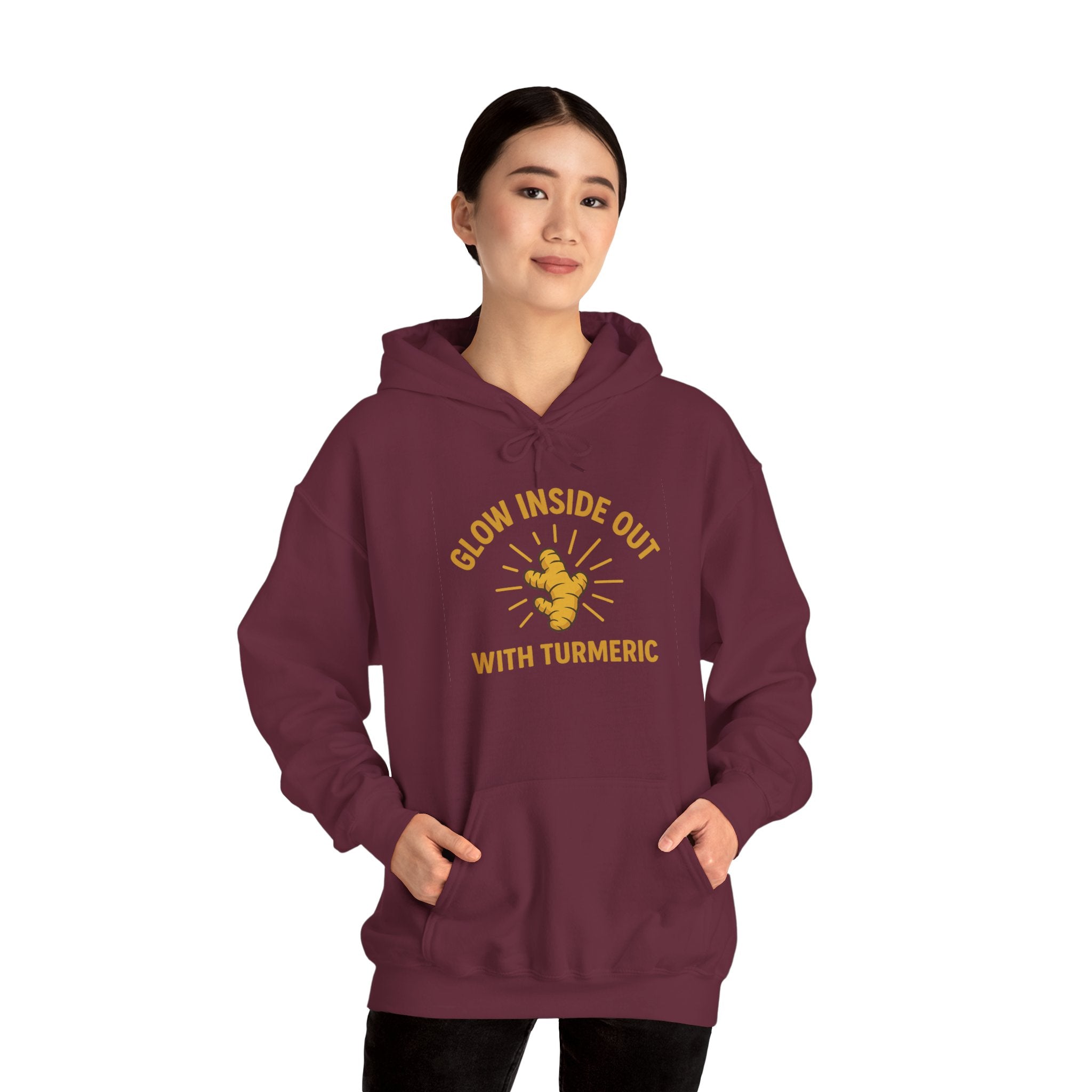 Glow Inside Out Turmeric Hoodie, Wellness Sweatshirt, Unisex Gift, Motivational Apparel, Cozy Fashion