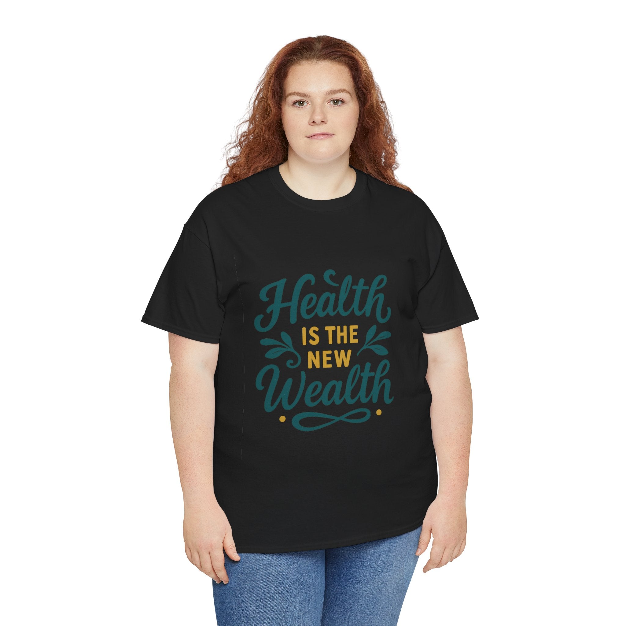 Health is the New Wealth Unisex Heavy Cotton Tee, Motivational T-Shirt, Wellness Gift, Inspirational Apparel, Casual Wear