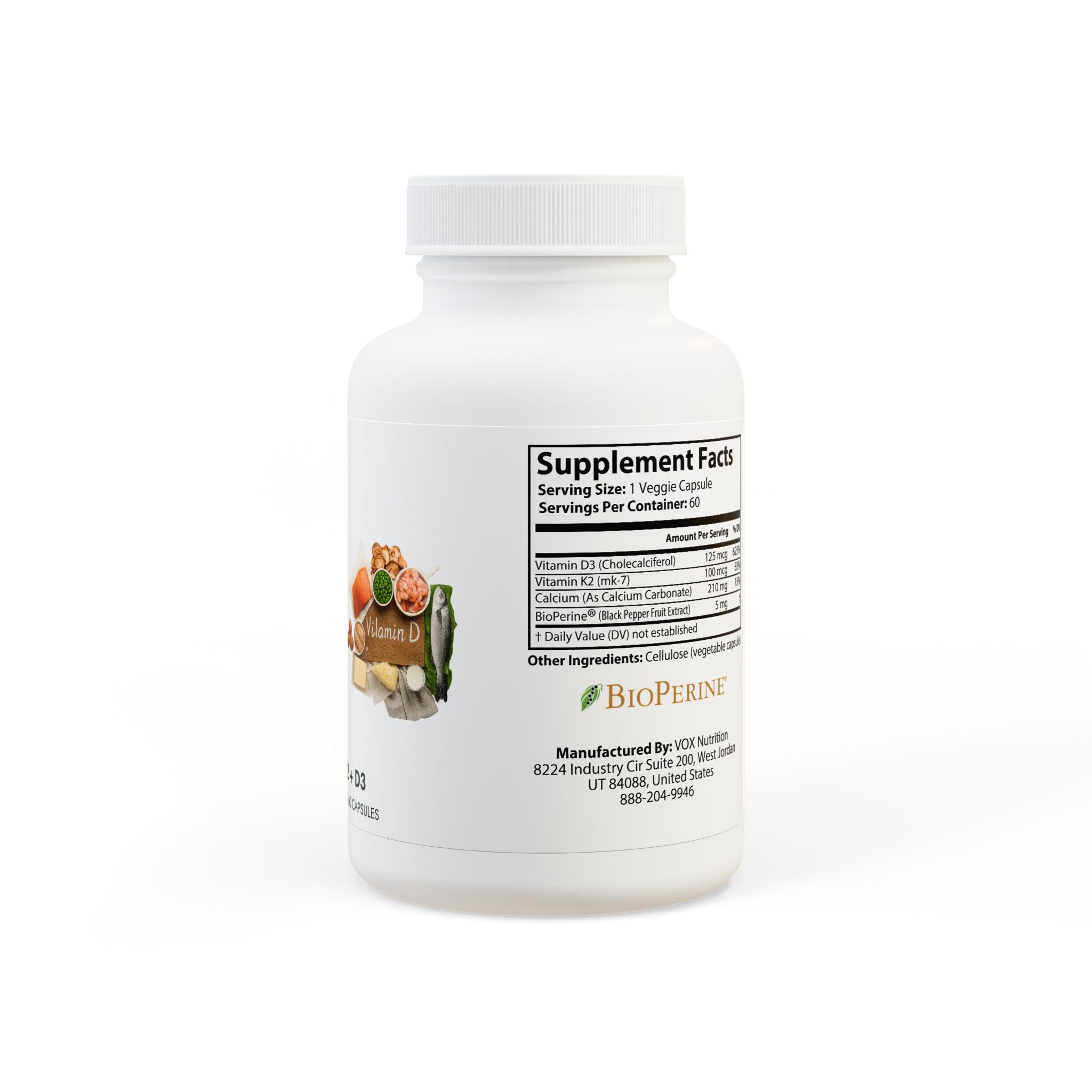 Vitamin K2 + D3 Supplement (60 Capsules)