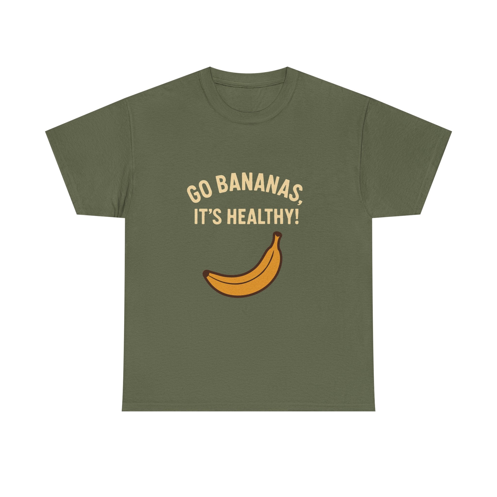 Go Bananas Unisex Heavy Cotton Tee, Fun Healthy Reminder Shirt, Quirky Gift for Fruit Lovers, Casual Wear, Summer Tee