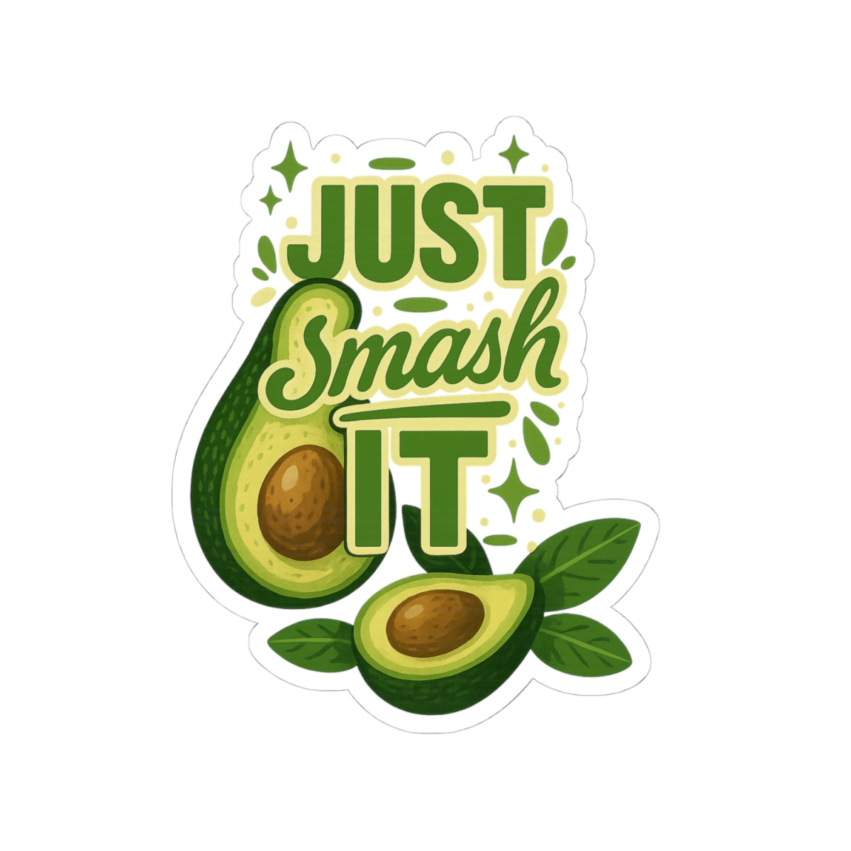 Avocado Kiss-Cut Stickers for Fun Decor, Just Smash It Design, Perfect for Laptops, Journals, Gifts, Party Favors, Wall Art