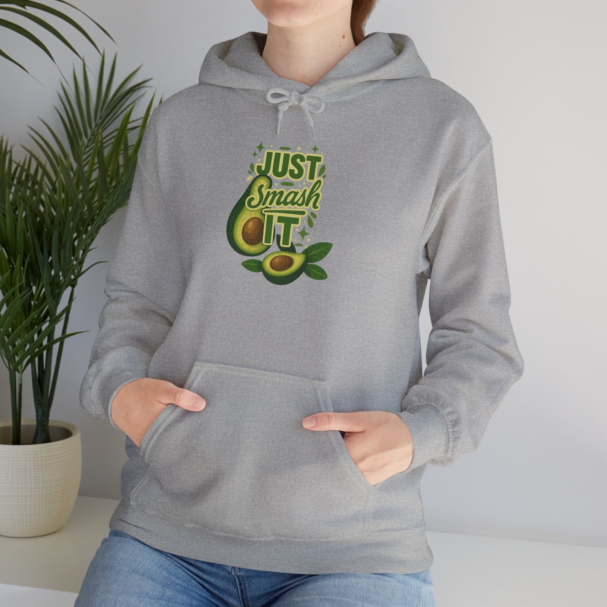 Avocado Lover Hoodie | Just Smash It Sweatshirt, Cute Foodie Gift, Cozy Casual Wear, Fall Fashion, Kitchen Decor