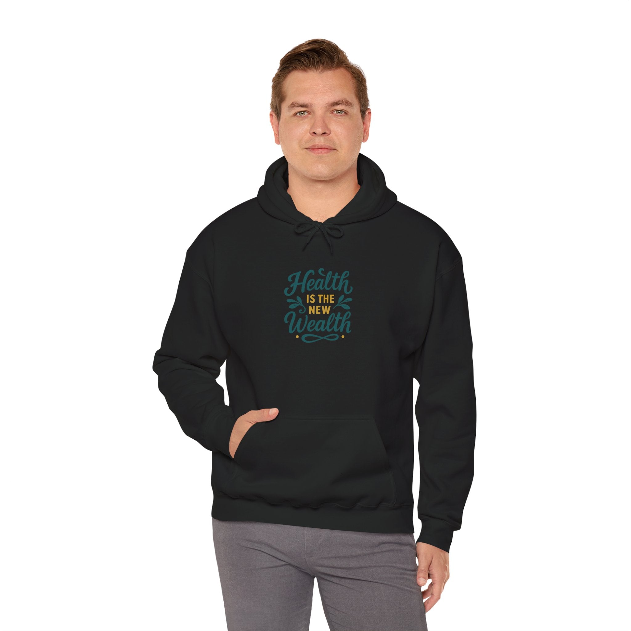Health is the New Wealth Hoodie, Unisex Hooded Sweatshirt, Health Awareness, Cozy Gift, Wellness Clothing, Motivational Apparel