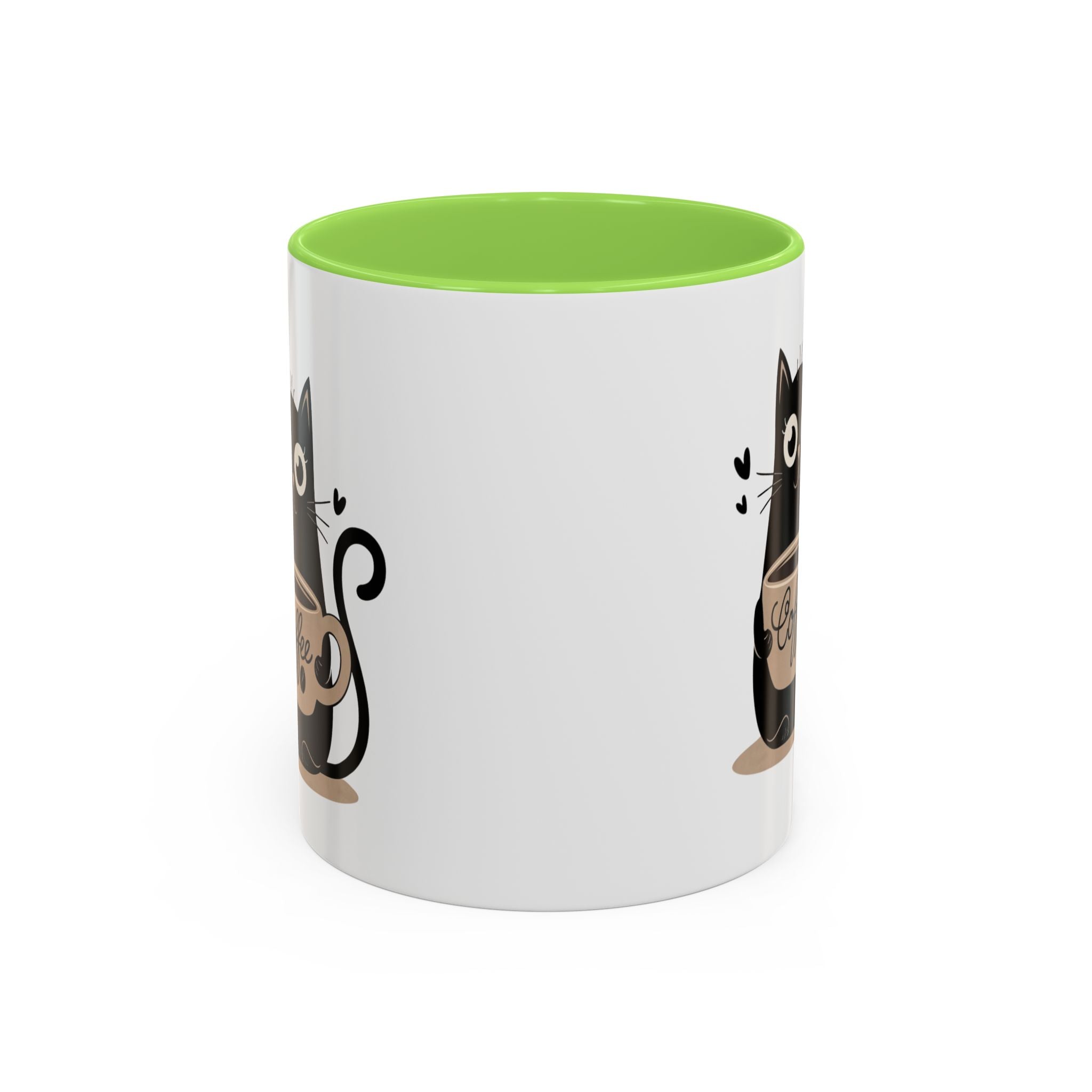 Cat Coffee Mug — Cute Black Cat Holding 'Coffee' Ceramic Mug (11oz & 15oz)