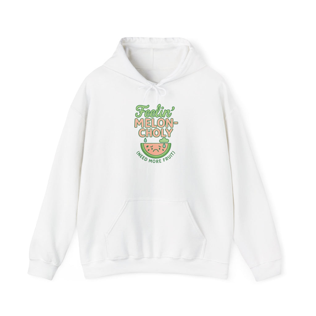Melon-Choly Hoodie, Unisex Heavy Blend Sweatshirt, Funny Sweatshirt, Fruit-Themed Apparel, Gift for Fruit Lovers, Cute Autumn Hoodie