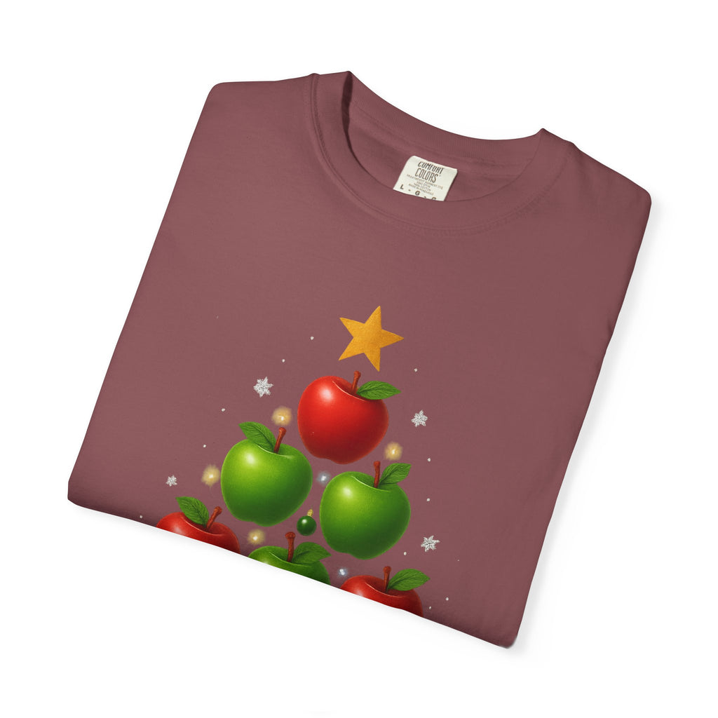 Apple Christmas Tree T-Shirt — Holiday Fruit Tree Graphic Tee