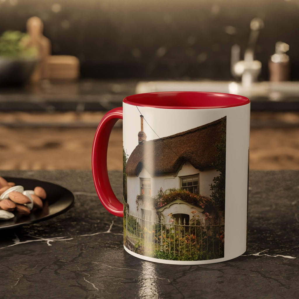Thatched Cottage Photo Mug (11oz & 15oz) — Cozy English Cottage Scenic Coffee Cup