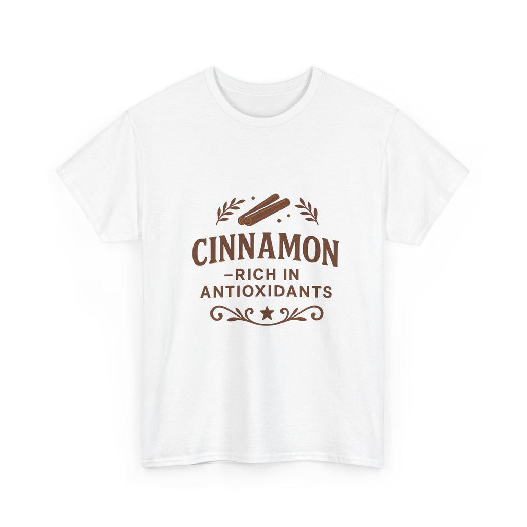 Cinnamon Antioxidant Unisex Heavy Cotton Tee, Relaxed Fit Tee, Gift for Health Enthusiasts, Casual Statement Shirt, Funny Foodie Apparel