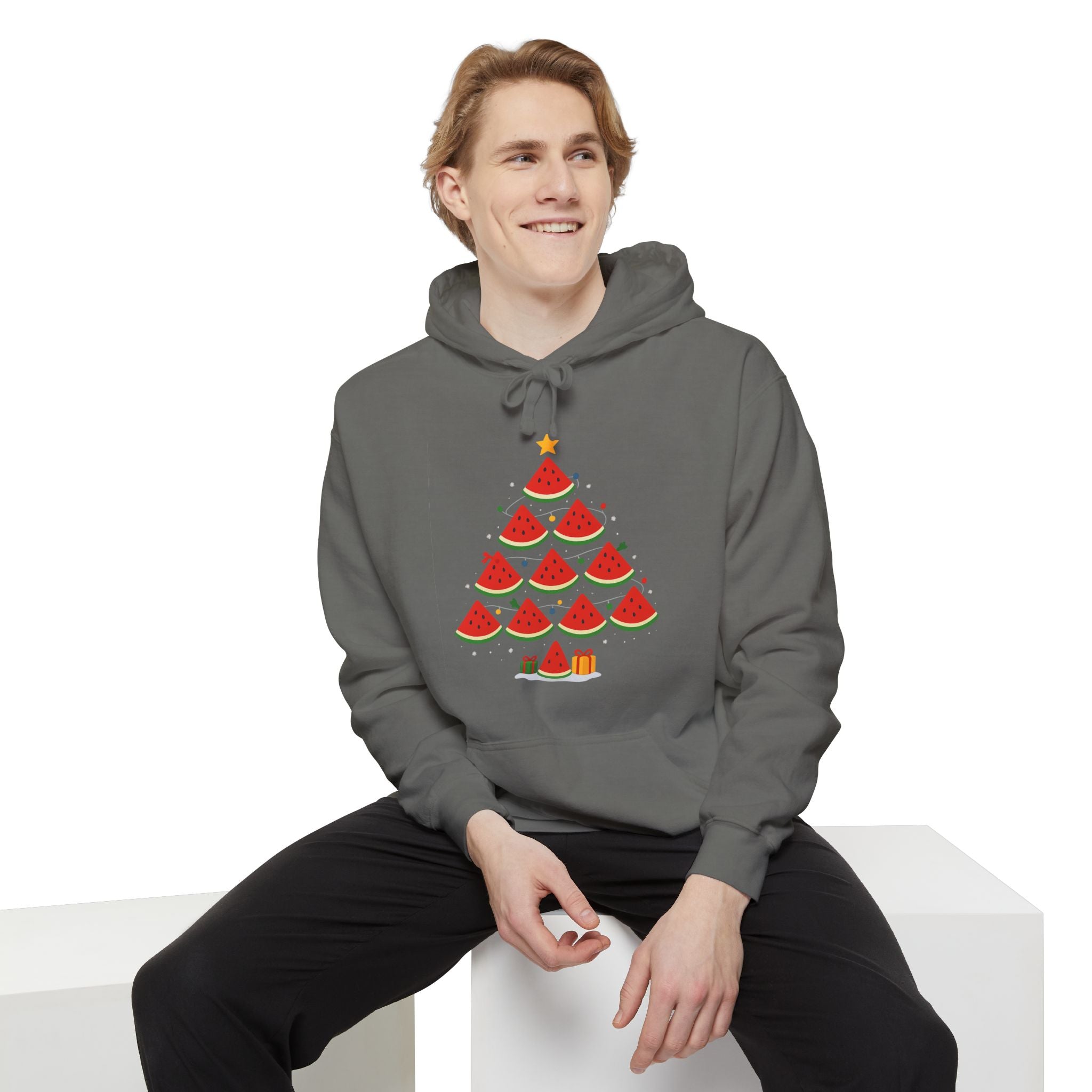 Watermelon Christmas Tree Hoodie — Festive Fruit Holiday Pullover