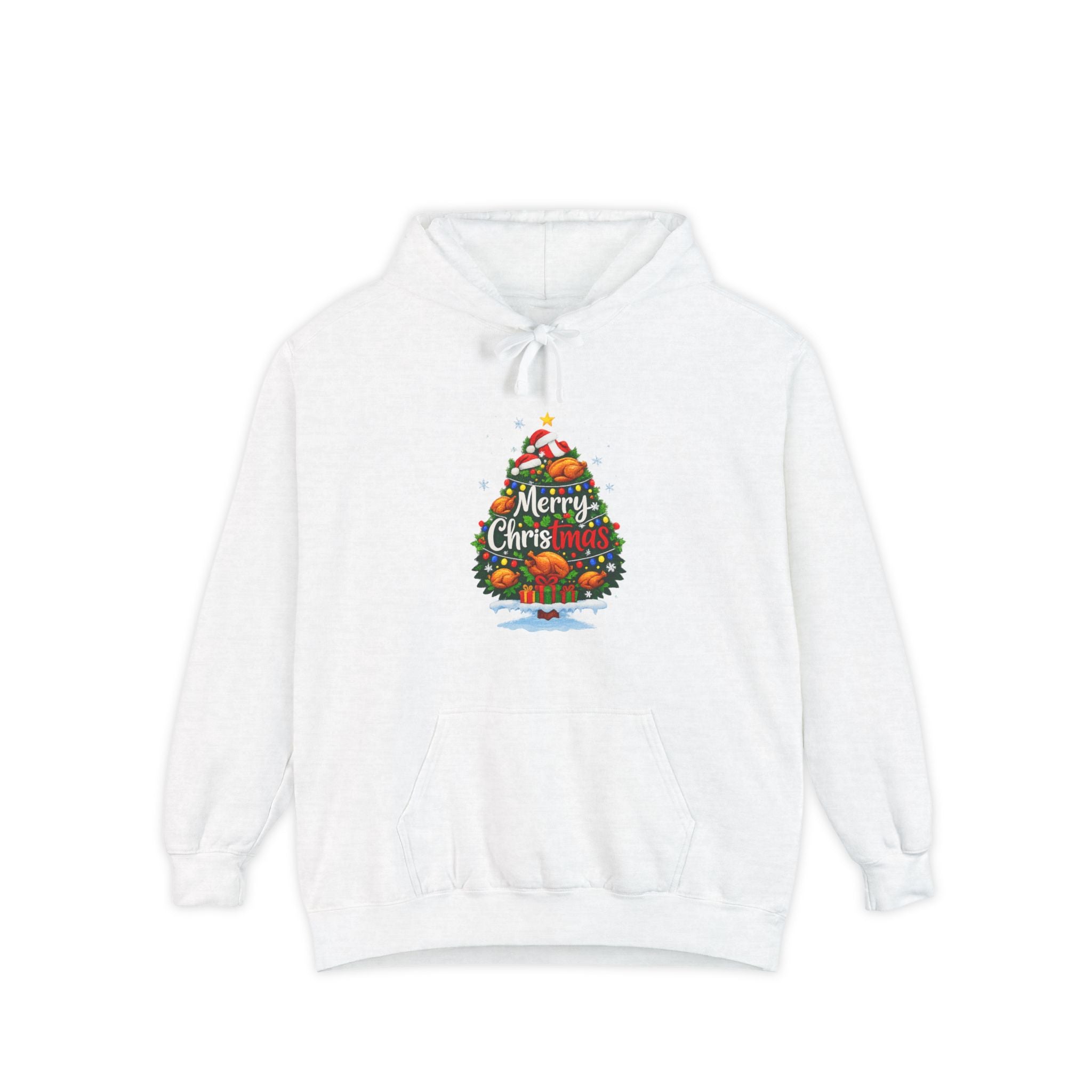 Christmas Tree Graphic Hoodie — "Merry Christmas" Holiday Sweatshirt