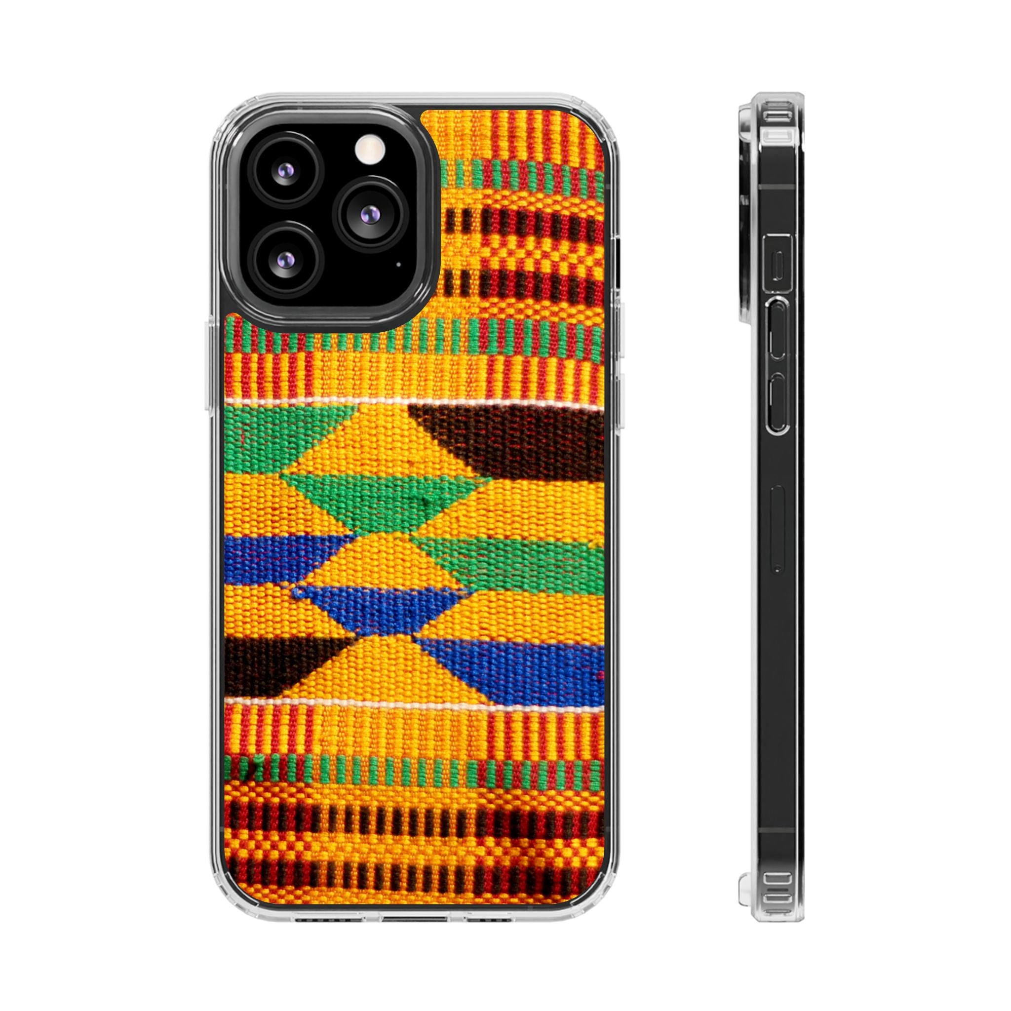 Kente Pattern Clear Impact-Resistant Phone Case