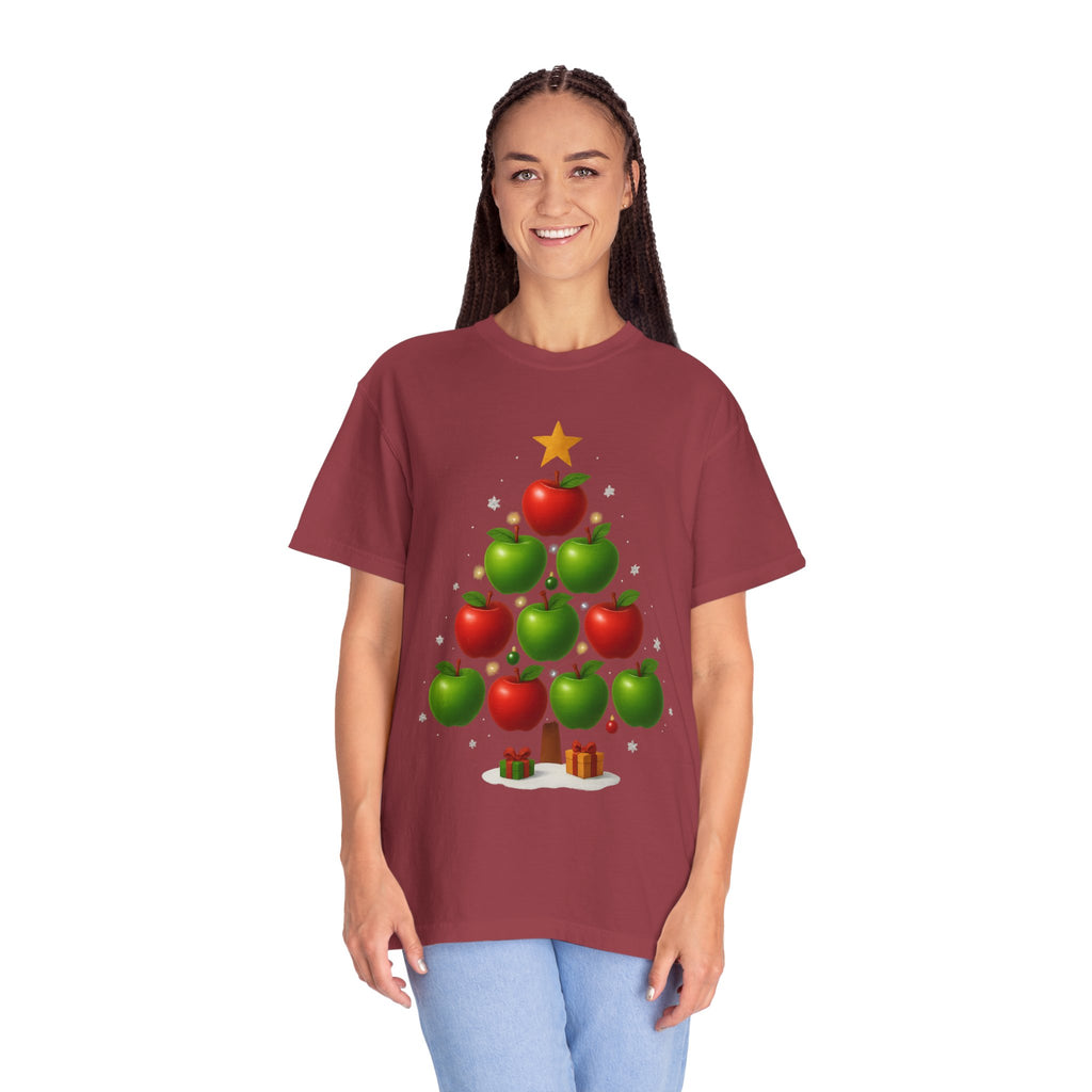 Apple Christmas Tree T-Shirt — Holiday Fruit Tree Graphic Tee