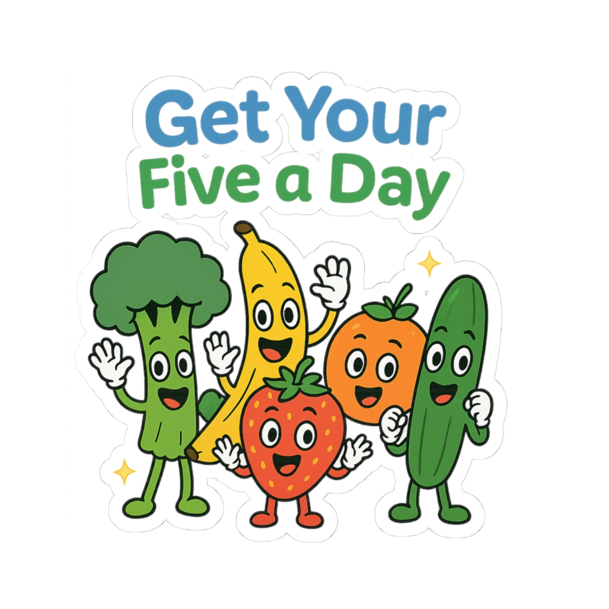 Get Your Five a Day Sticker — Cute Fruit & Veggie Kiss-Cut Sticker
