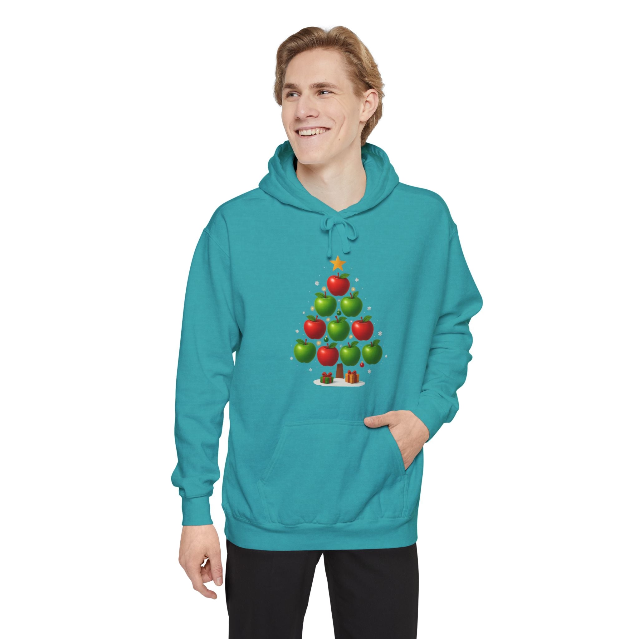 Christmas Apple Tree Hoodie — Cute Holiday Tree with Apples & Star