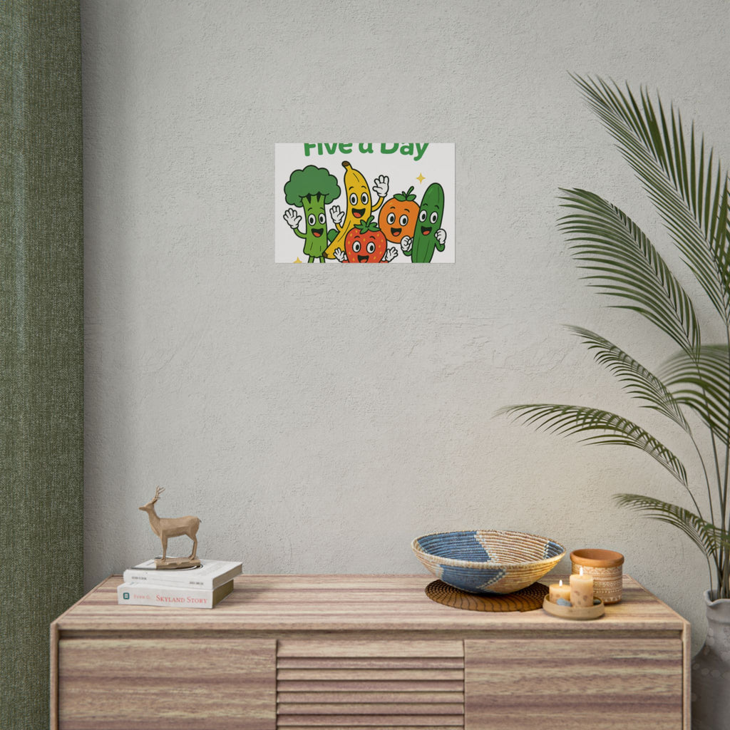 Rolled Poster — "Get Your Five a Day" Cute Fruit & Veggie Wall Art